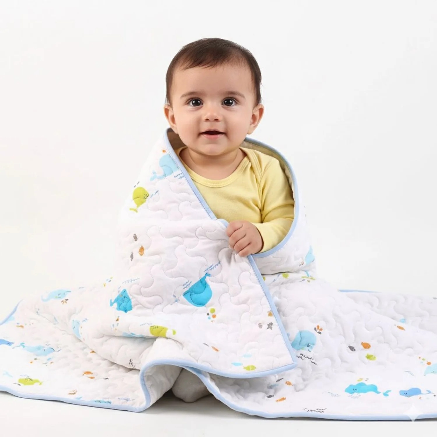 Ac Quilt Blanket cum Bedspread | 0-3 Years | 100X120 cm | Machine Washable | Blue Whale - Image 3
