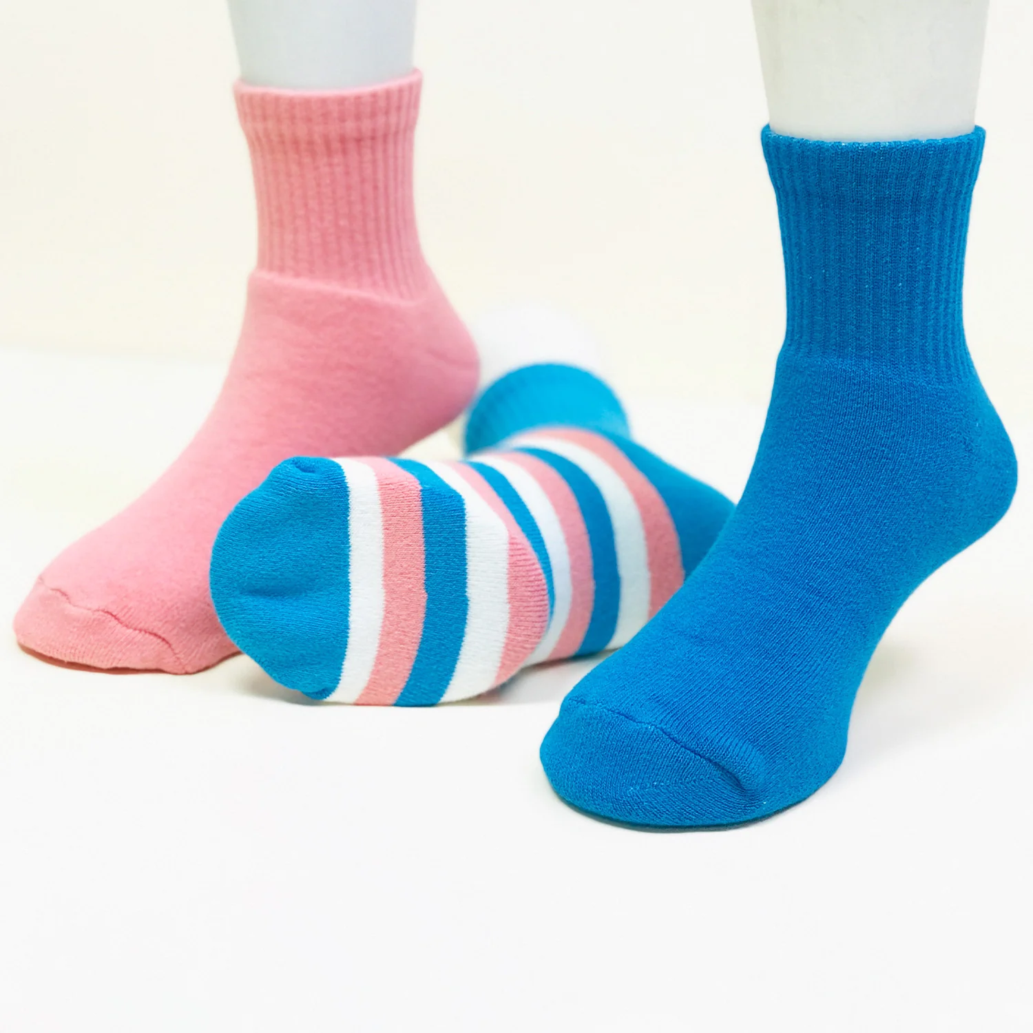 Anti-Odor Bamboo Full Length Terry Socks for Kids | Smell Free & Breathable | Anti-Bacterial| All- Day Comfort | Blue & Pink | Pack of 3 - Image 3