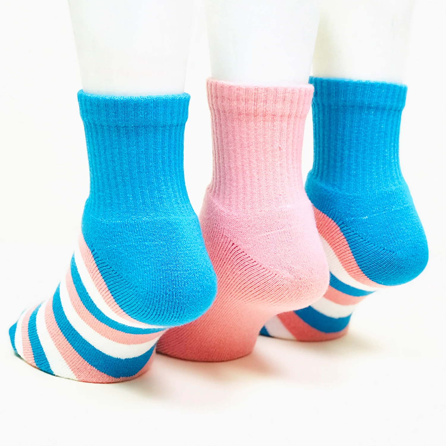 Anti-Odor Bamboo Full Length Terry Socks for Kids | Smell Free & Breathable | Anti-Bacterial| All- Day Comfort | Blue & Pink | Pack of 3 - Image 4