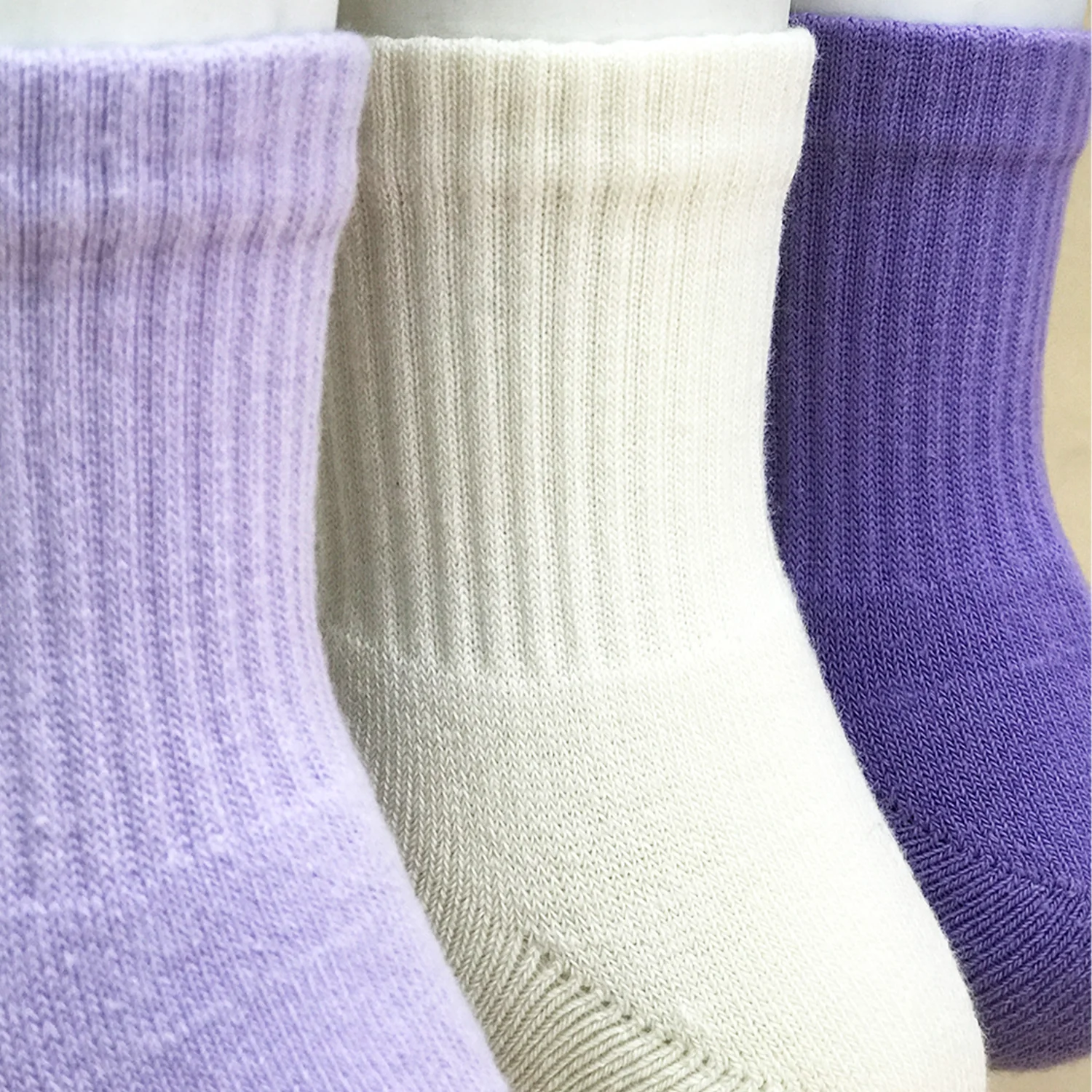 Anti-Odor Bamboo Full Length Terry Socks for Kids | Smell Free & Breathable | Anti-Bacterial| All- Day Comfort | White & Purple | Pack of 3 - Image 5