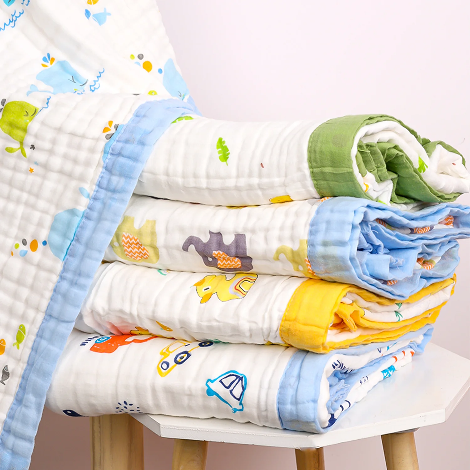Baby 6 Layer Muslin Blanket Cum Towel | 100X100 CM | 0-3 Years | Pack of 1 - Image 3