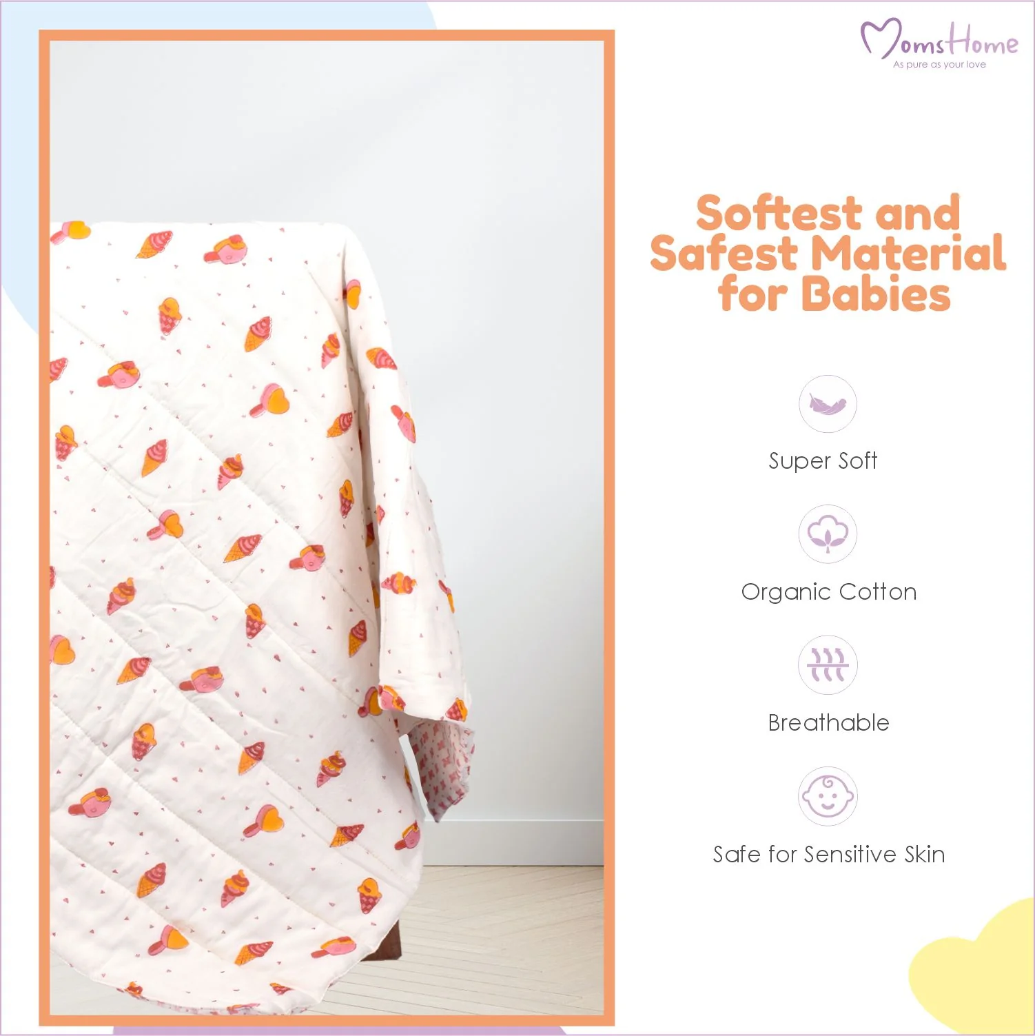 Baby Ac Quilt Blanket cum Bedspread- 0-3 Years - 100*120 cm - Flamingo - Image 5