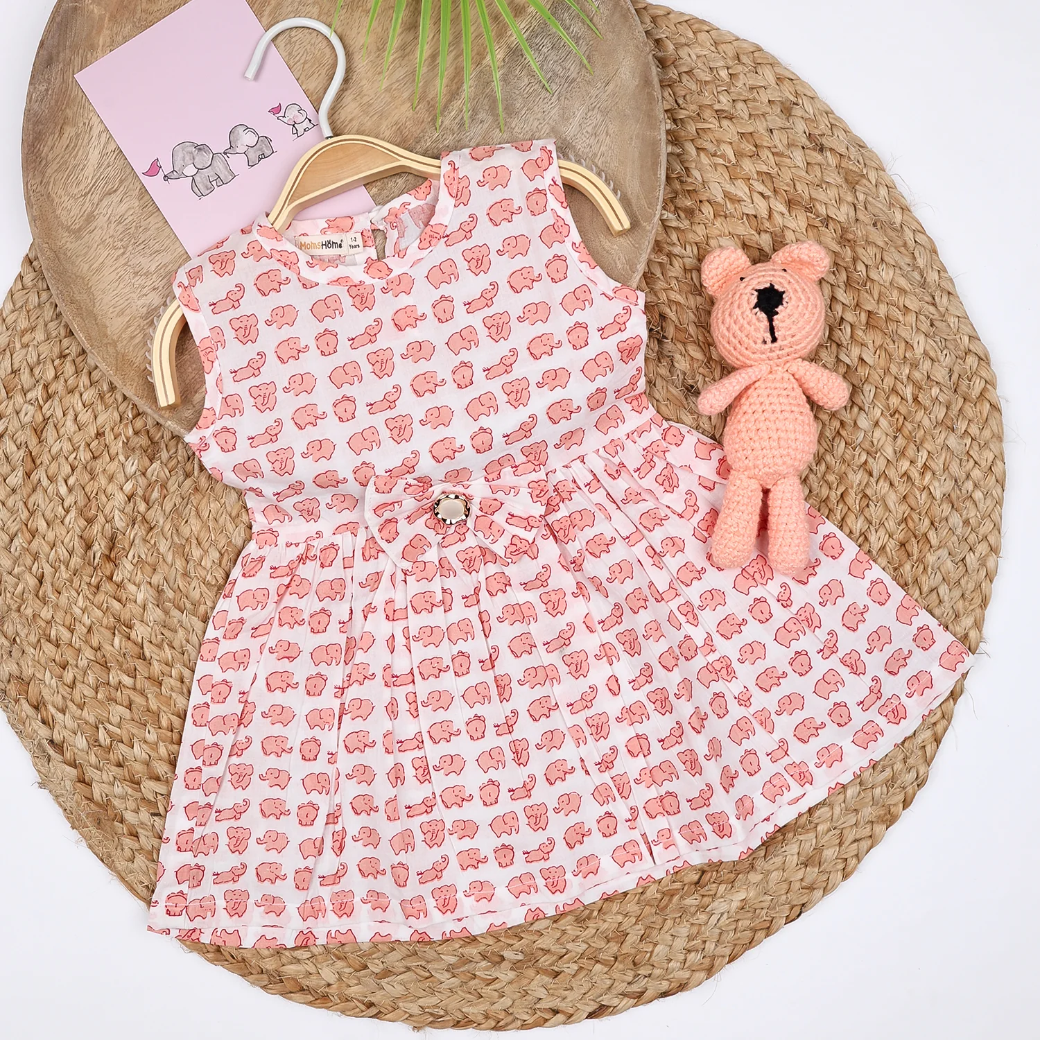 Baby Girl Organic Cotton Sleeveless Frock | Elephant - Image 3