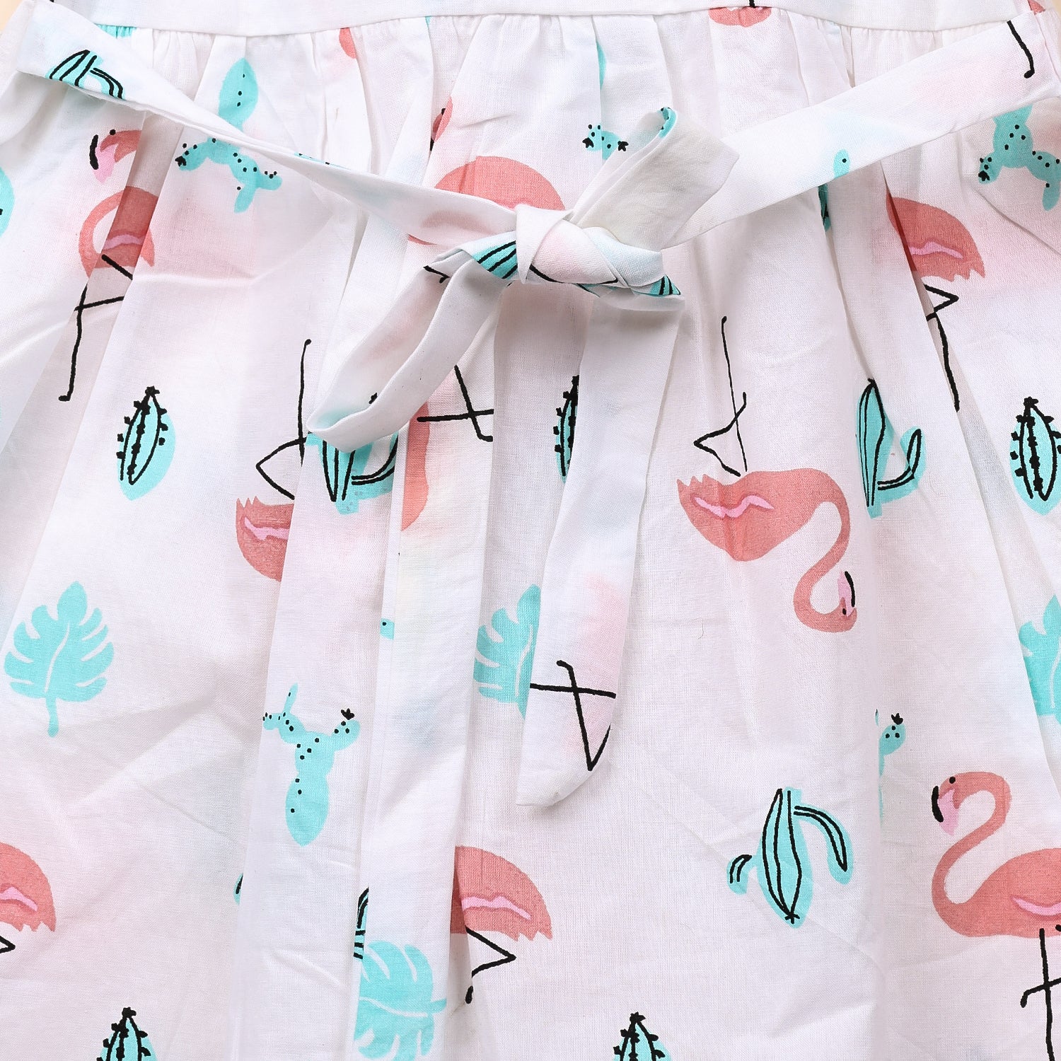 Baby Girl Organic Cotton Sleeveless Frock | Flamingo - Image 4