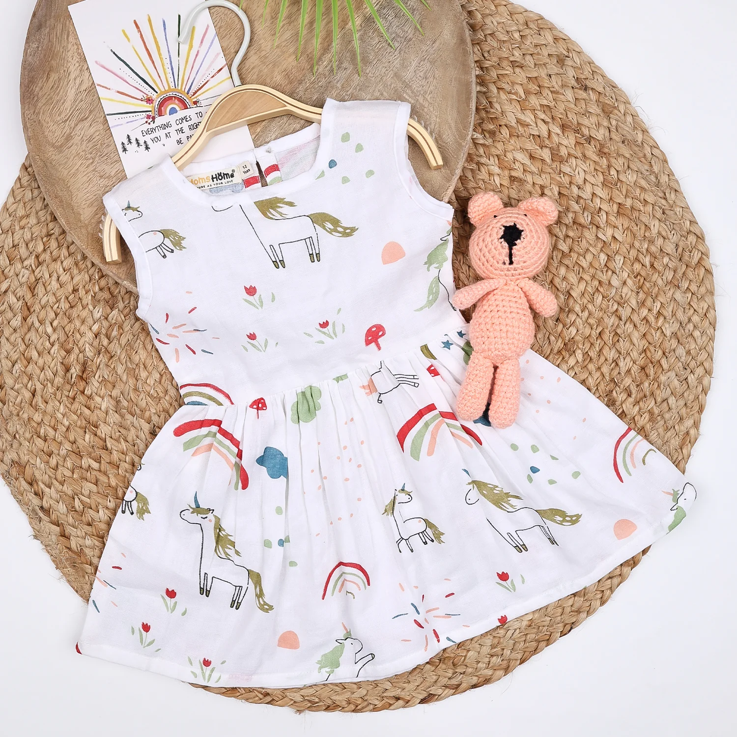 Baby Girl Organic Cotton Sleeveless Frock | Unicorn - Image 3