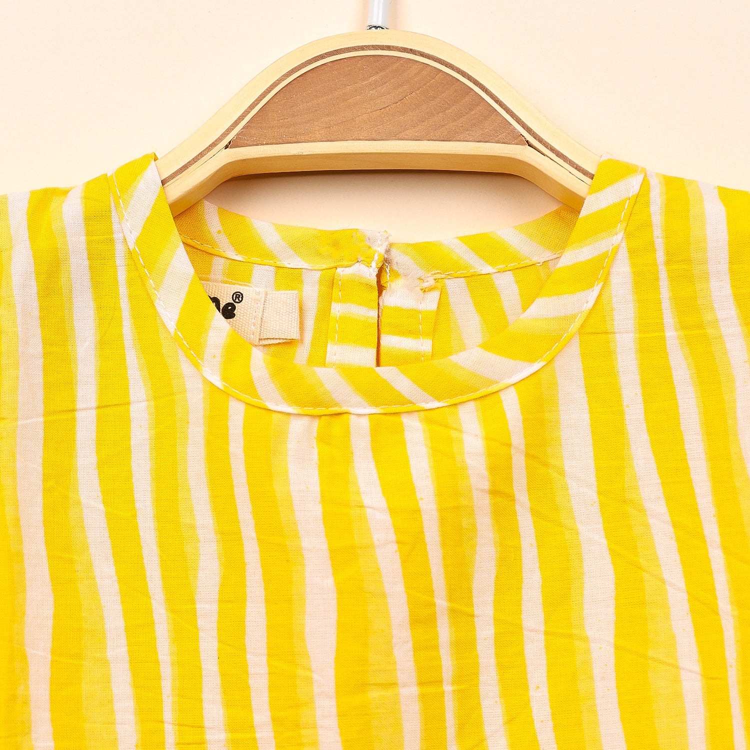 Baby Girl Organic Cotton Sleeveless Frock | Yellow Stripe - Image 3