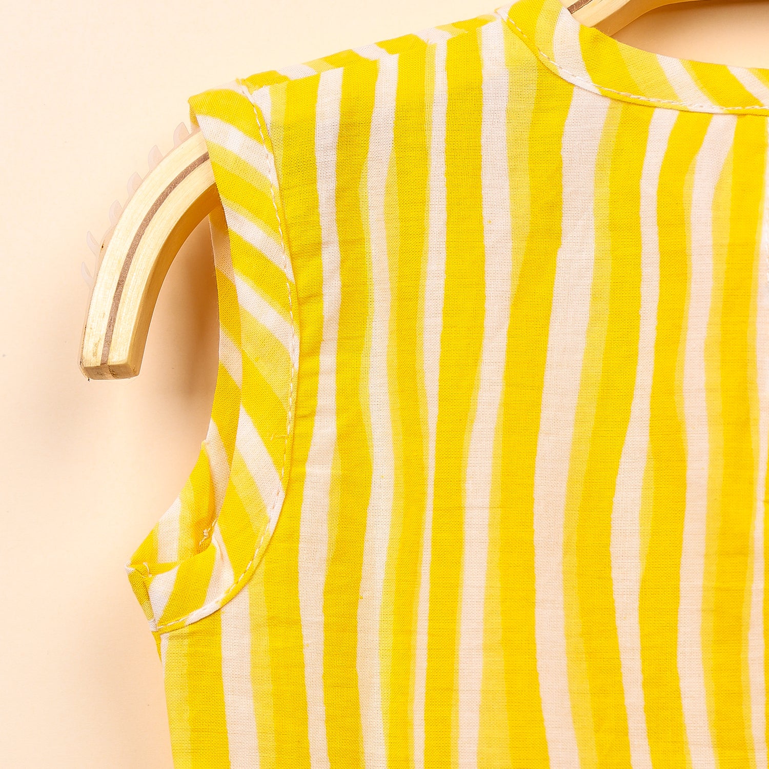 Baby Girl Organic Cotton Sleeveless Frock | Yellow Stripe - Image 4