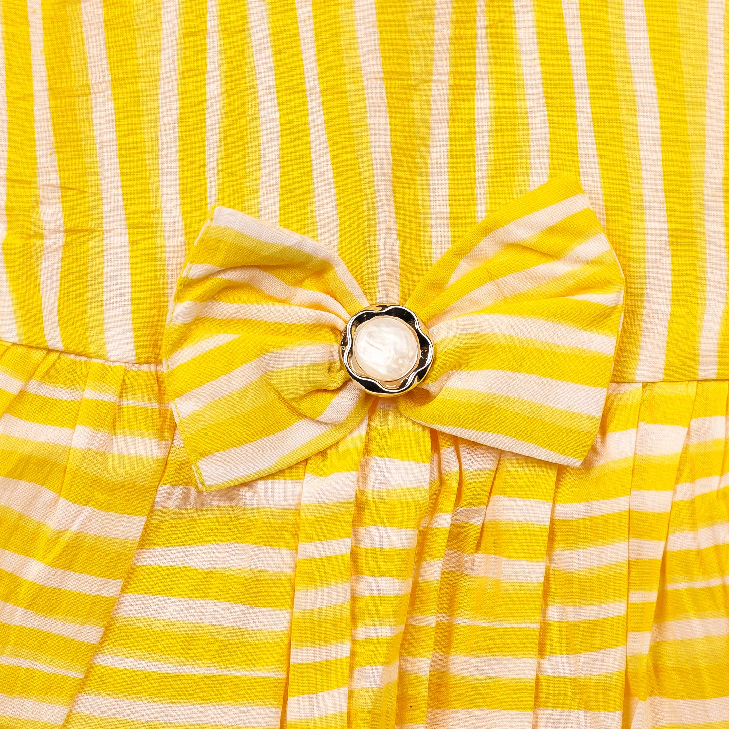 Baby Girl Organic Cotton Sleeveless Frock | Yellow Stripe - Image 5