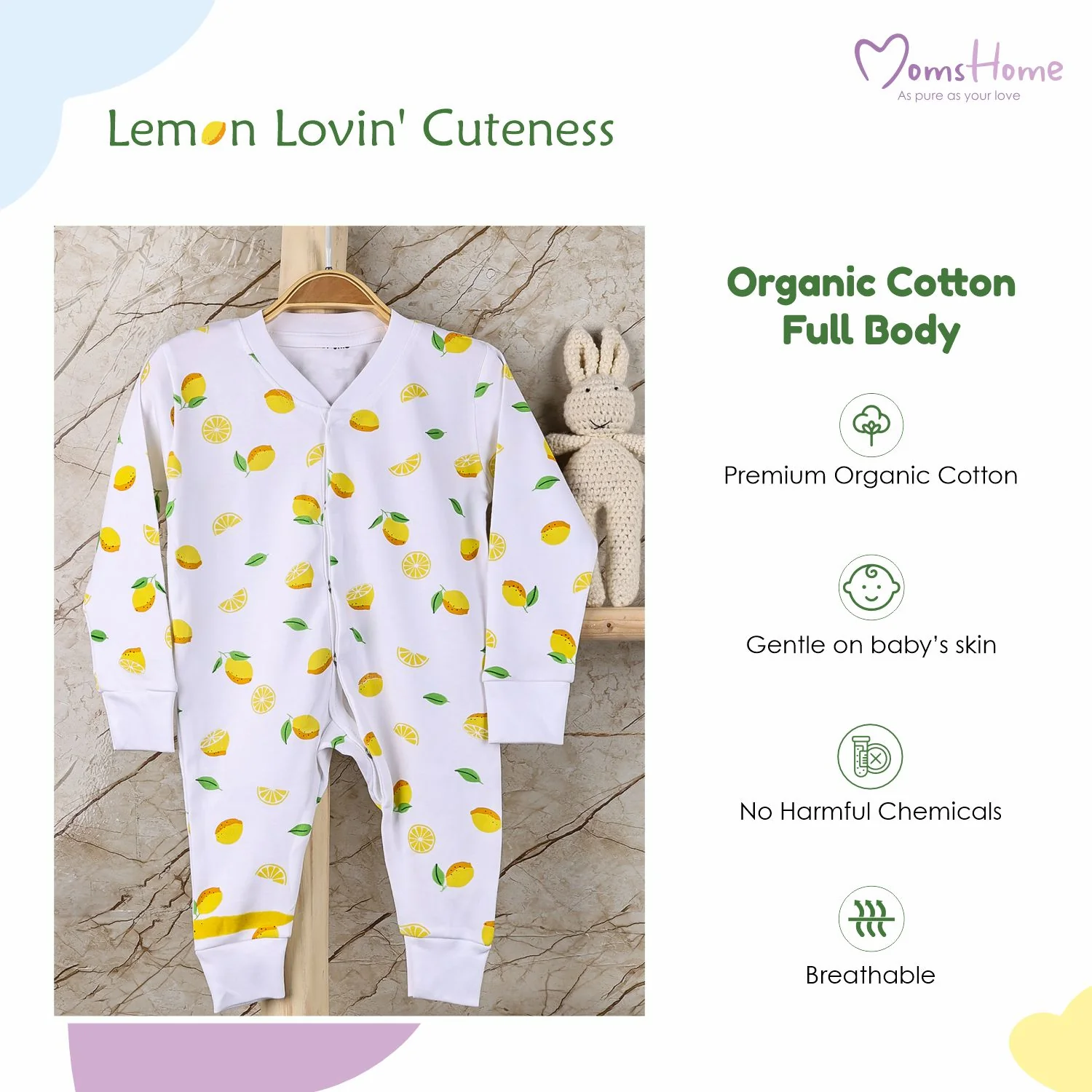Baby Home Coming Outfit Set | Baby Shower Gift Hamper | Baby Essential Clothes Set | Lemon | 0-6 Months | Pack of 5 - Image 7