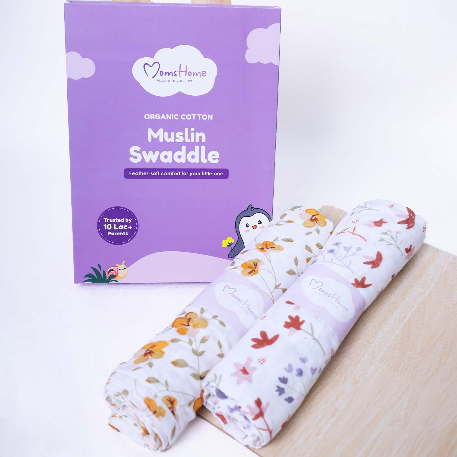 Baby Muslin Cloth Swaddle | 100X100 CM | 0-12 Months | Pack of 2 - Image 2