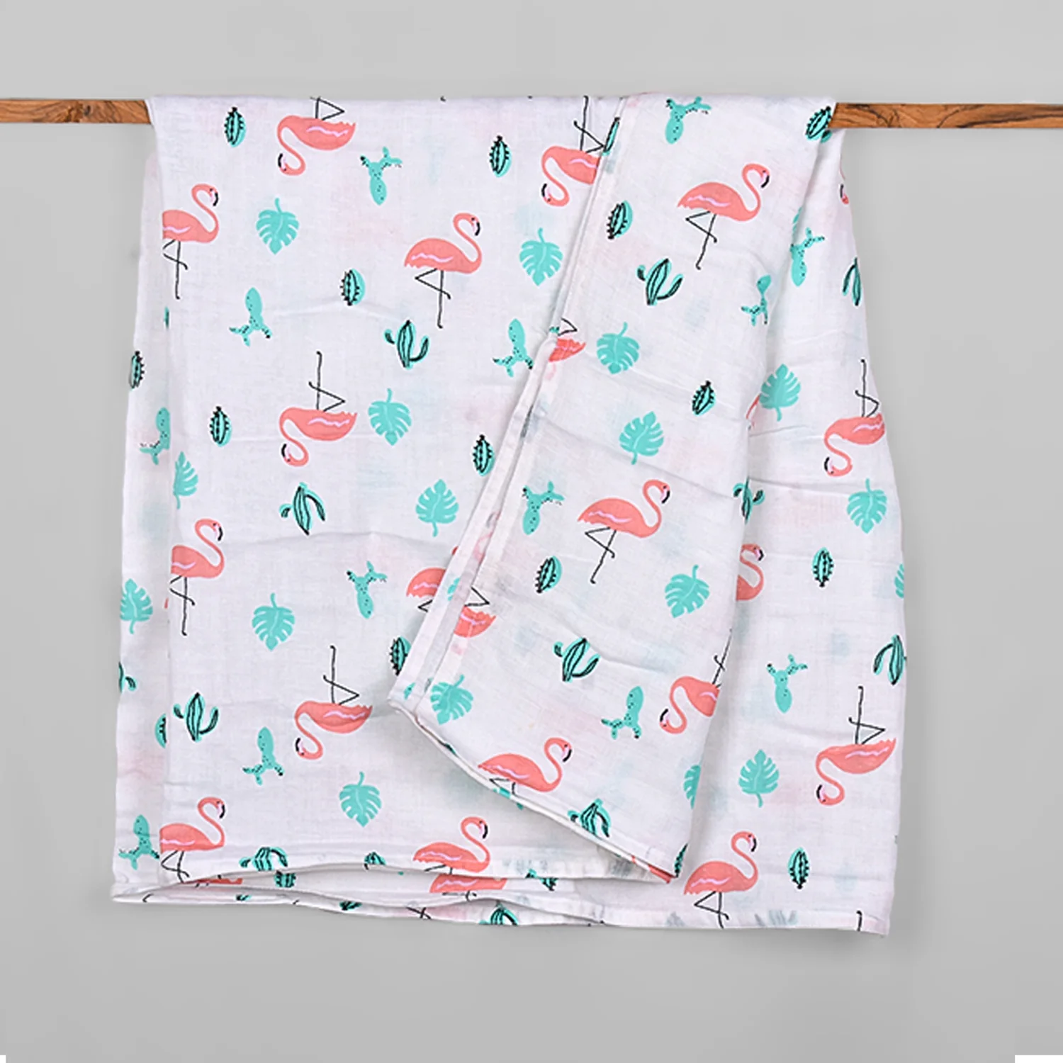 Baby Muslin Swaddle - 100x100 CM - Pack Of 1 Flamingo - Image 2
