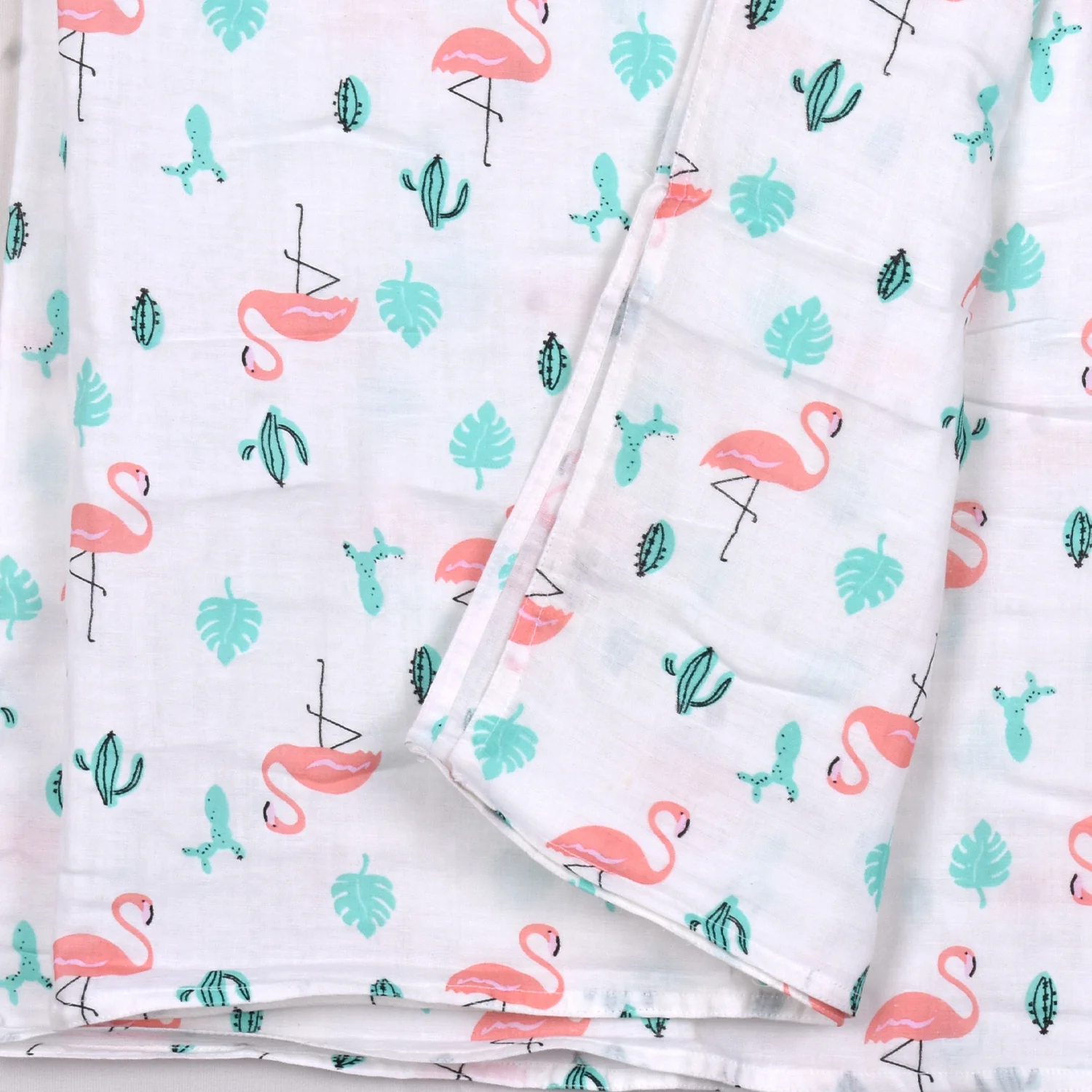 Baby Muslin Swaddle - 100x100 CM - Pack Of 1 Flamingo - Image 3