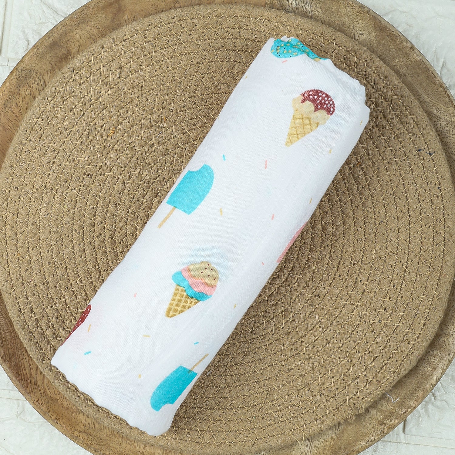 Baby Muslin Swaddle | 100x100 CM | Pack of 1 | Icecream - Image 2