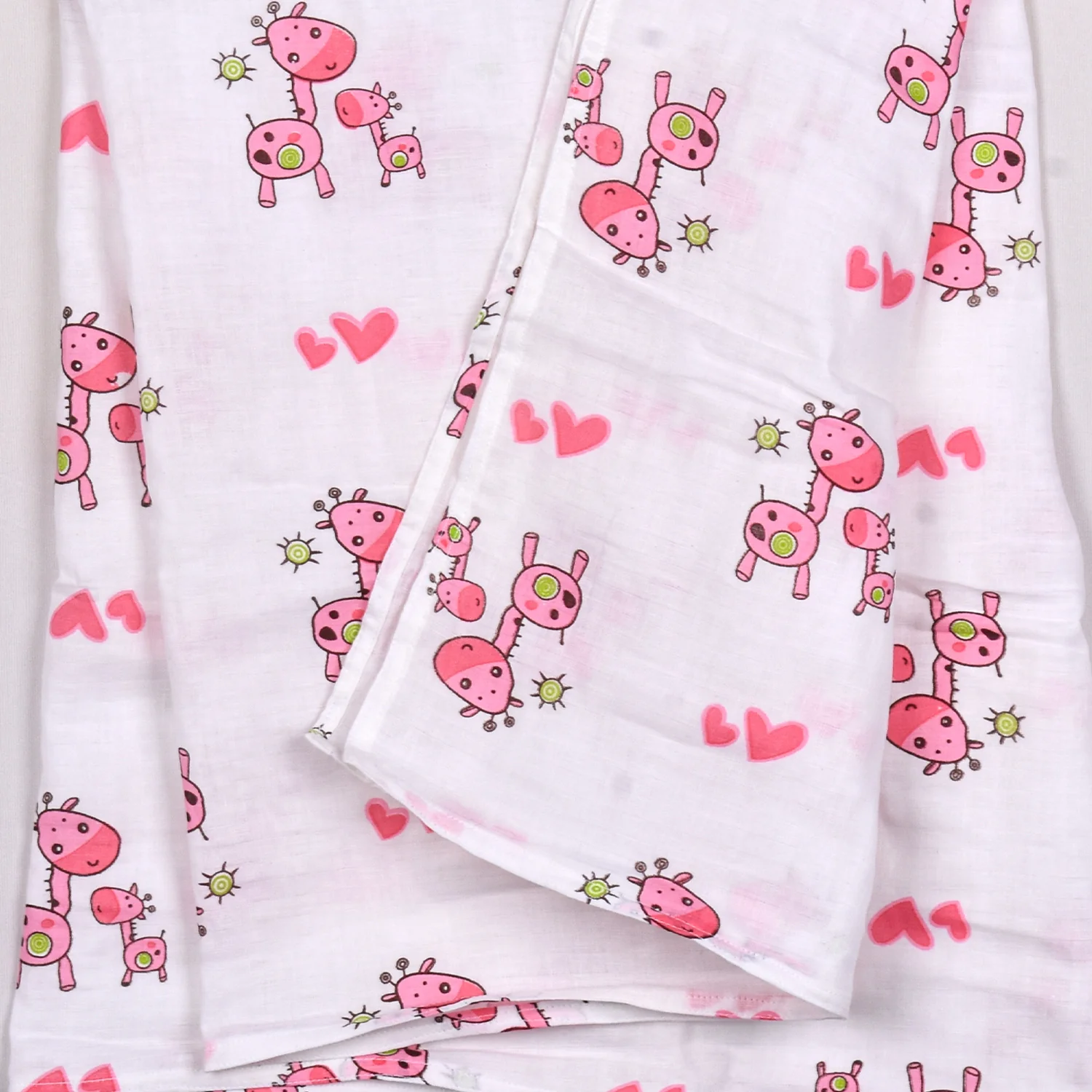 Baby Muslin Swaddle - 100x100 CM | Pack Of 1 | Pink Giraffe - Image 3