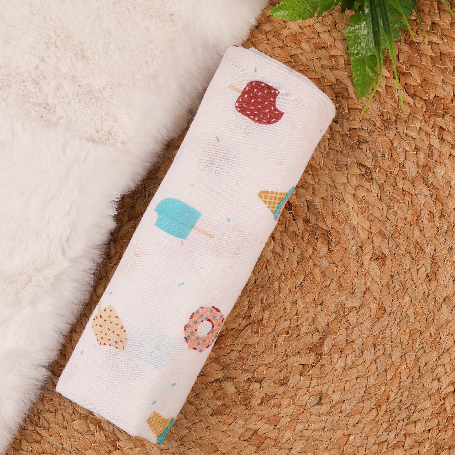 Baby Muslin Swaddle | 100x100 CM | Pack of 2 | Icecream, Animal - Image 3