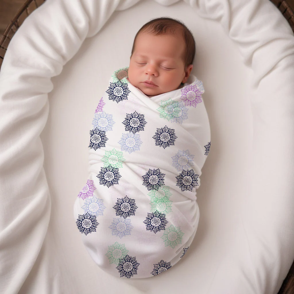 Baby Muslin Swaddle | 100x100 CM | Pack of 2 | Pink Mandala & Pink solid - Image 2