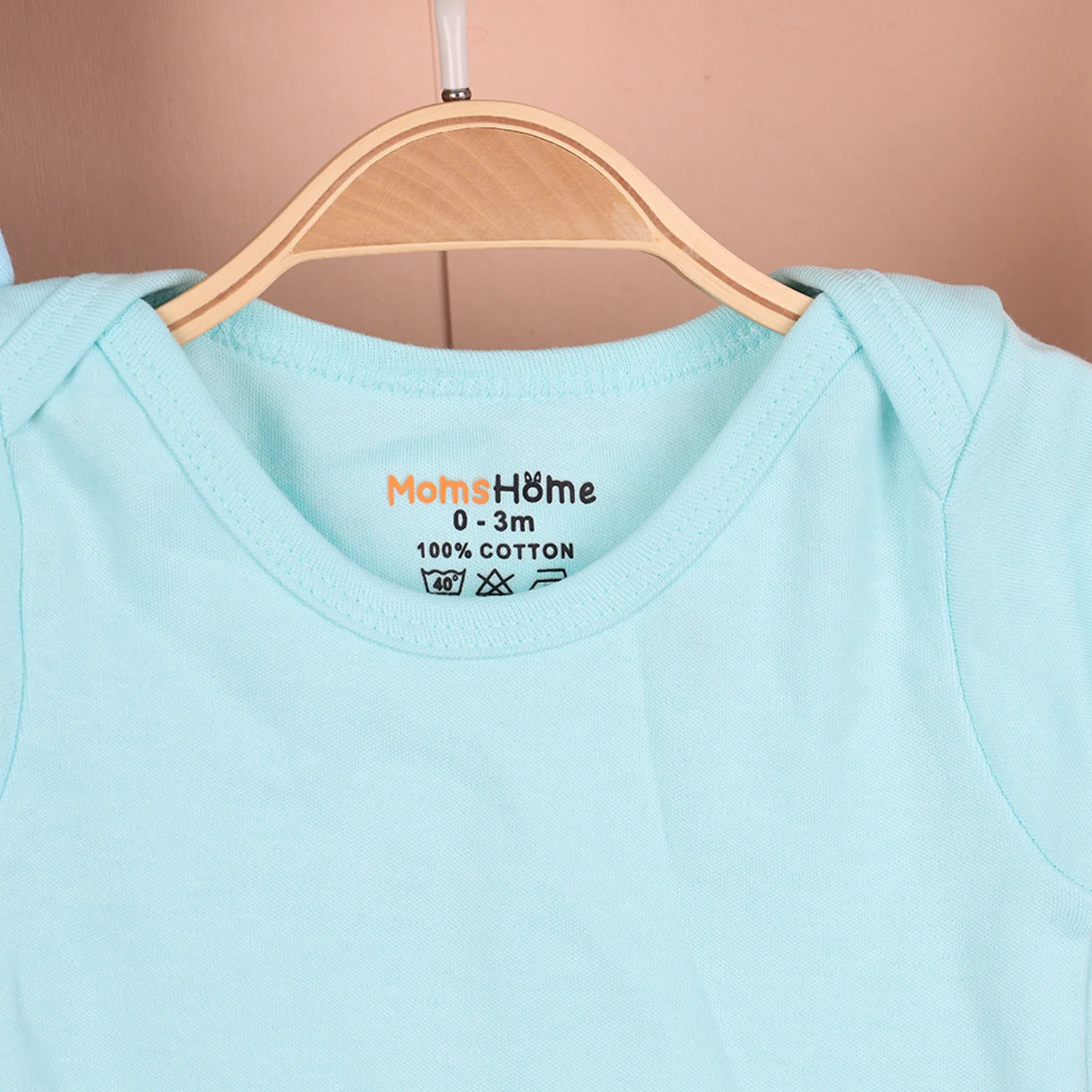 Baby Onesie | Organic Cotton | Peach, Pink, Sky Blue, Light Green  | Pack of 4 - Image 6