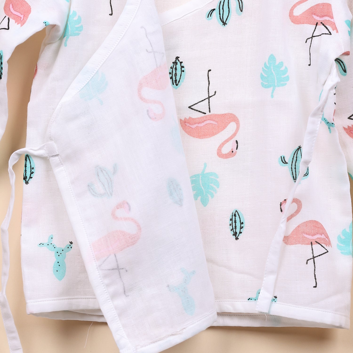 Baby Organic Cotton Front Open Jhabla | Flamingo - Image 3