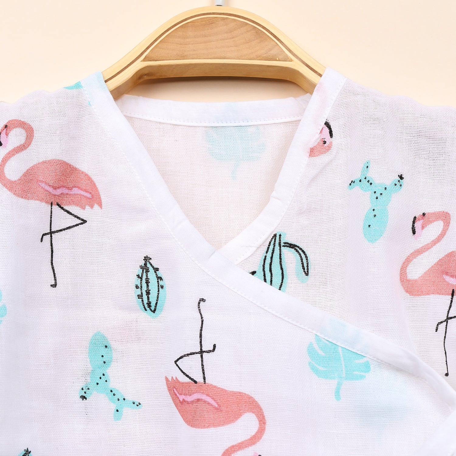 Baby Organic Cotton Front Open Jhabla | Flamingo - Image 6