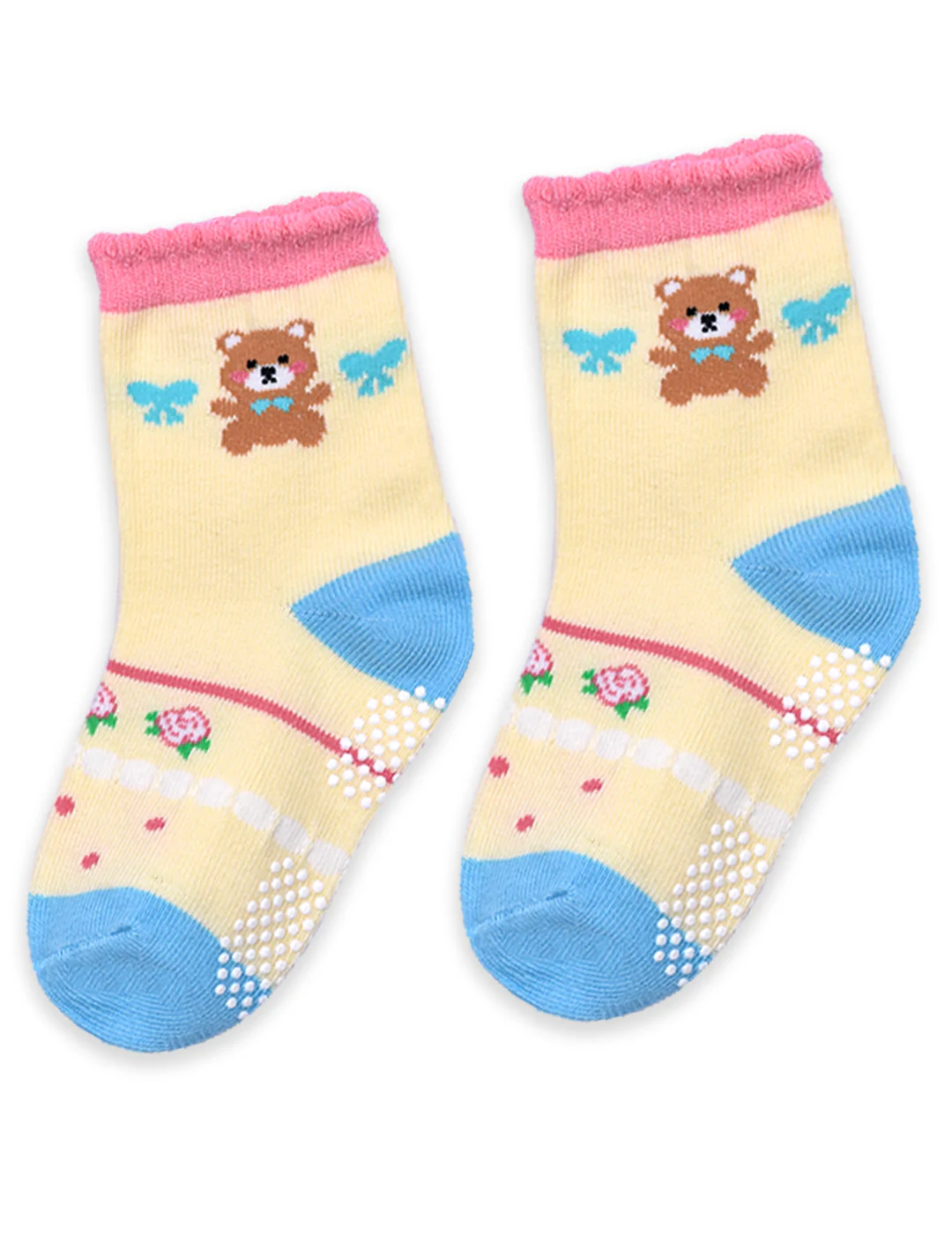 Baby Organic Cotton  Girls Antiskid Socks, Patterned  - Pack of 3 - Image 5