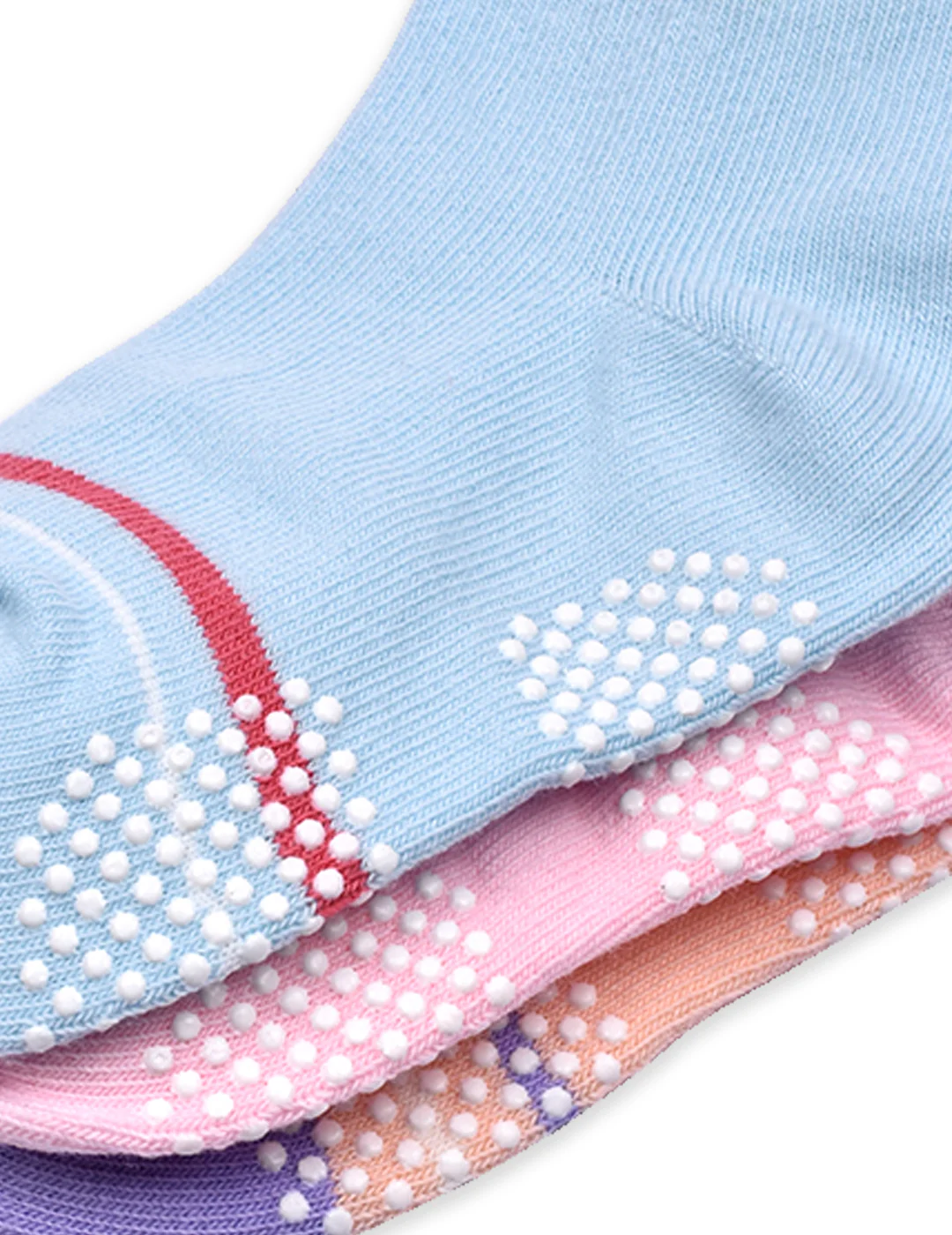 Baby Organic Cotton Girls Antiskid Socks, Patterned Mix Designs - Pack of 3 - Image 3