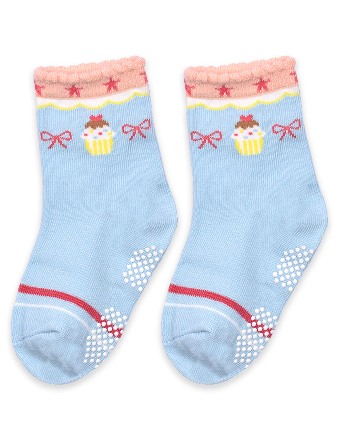 Baby Organic Cotton Girls Antiskid Socks, Patterned Mix Designs - Pack of 3 - Image 5