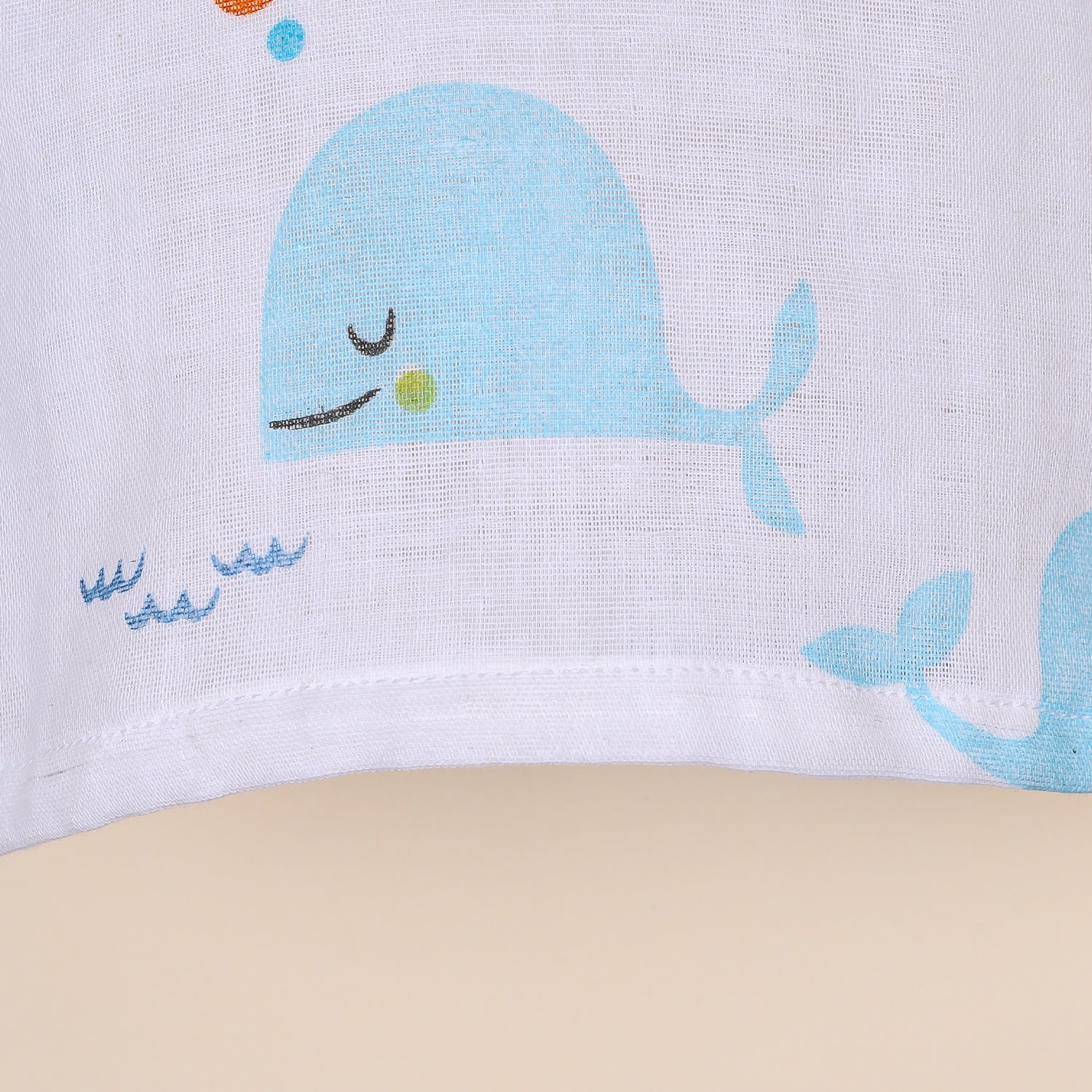 Baby Organic Cotton Knot type Jhabla | Blue Whale - Image 6