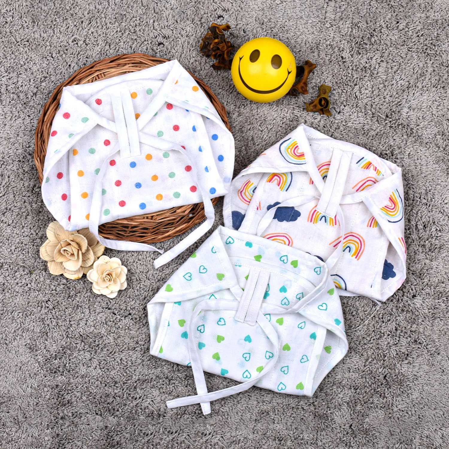 Baby Printed Muslin Nappies | Mixed Design | Buy 3 Get 3 Free - Image 3