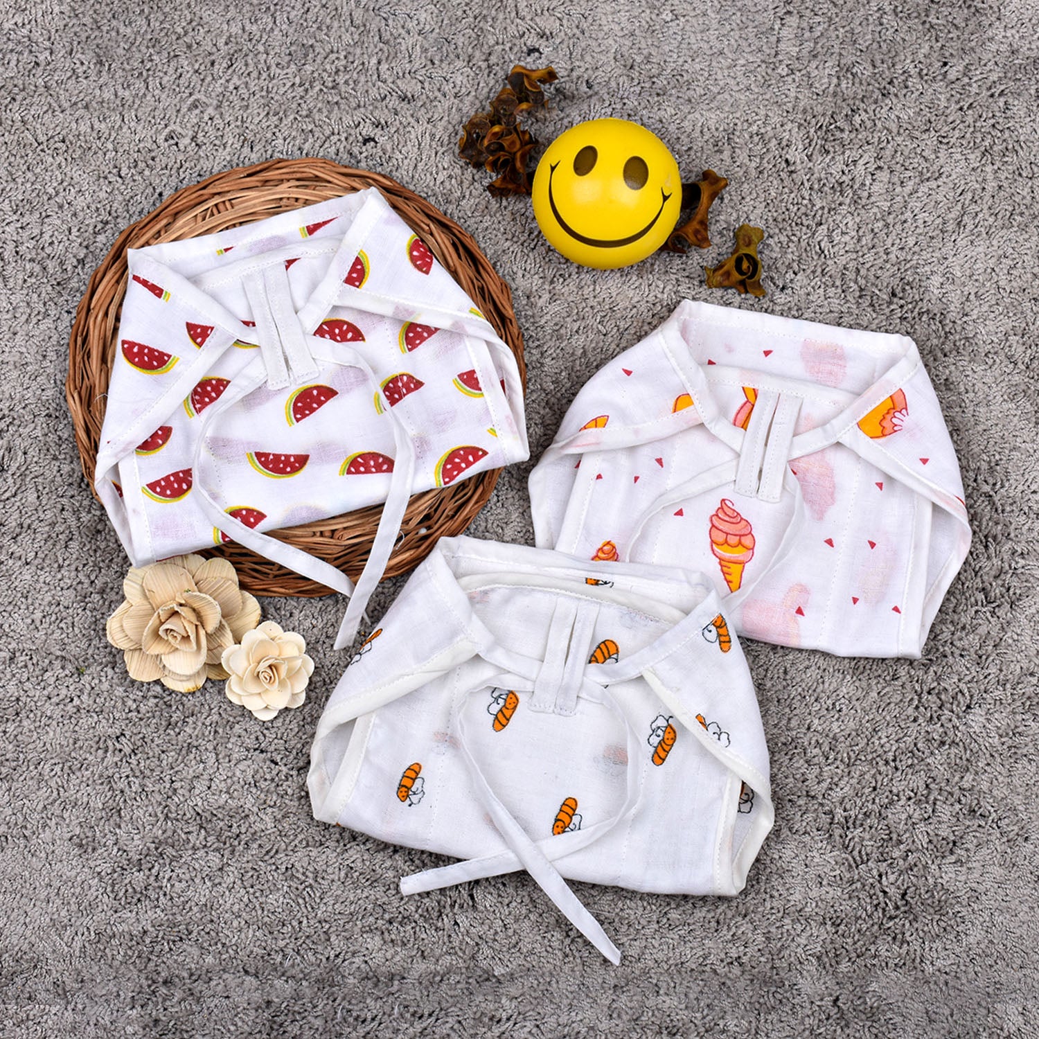 Baby Printed Muslin Nappies | Mixed Design | Buy 3 Get 3 Free - Image 4