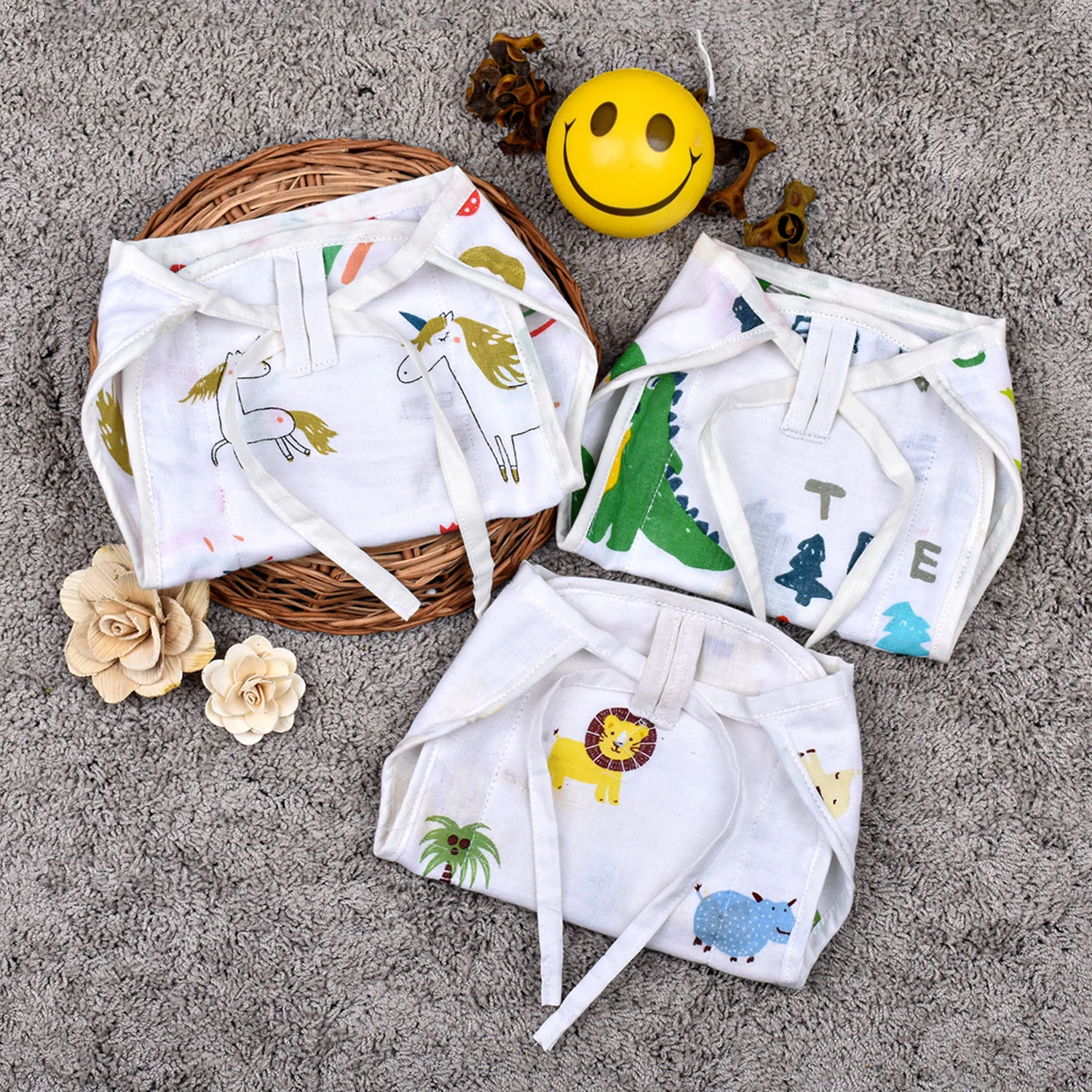 Baby Printed Muslin Nappies | Mixed Design | Buy 3 Get 3 Free - Image 5