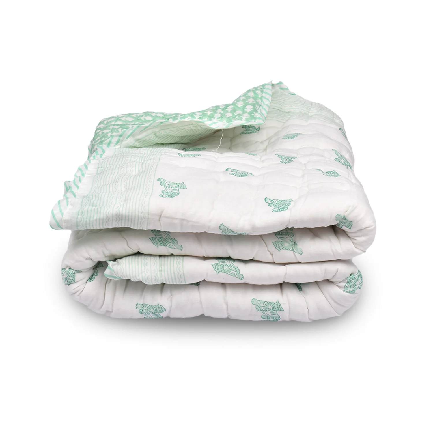Baby Quilt - Tiger Print- Green- 0-5 Years - 100*150* 5 Cms - Image 4