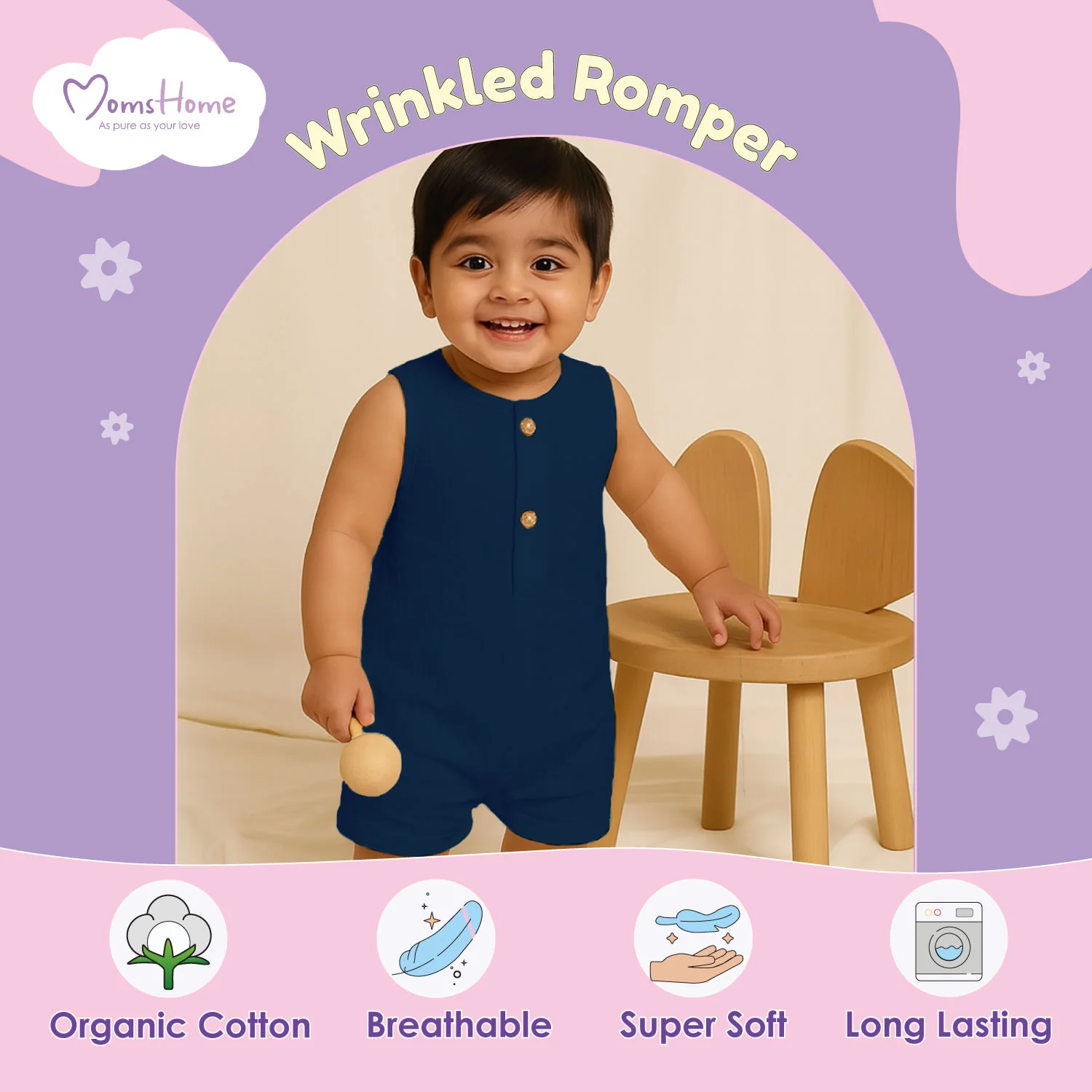 Baby Romper | Sleeveless Romper For New Born | Organic Cotton Super Soft Baby Sleepsuit | Pack of 2 - Image 4