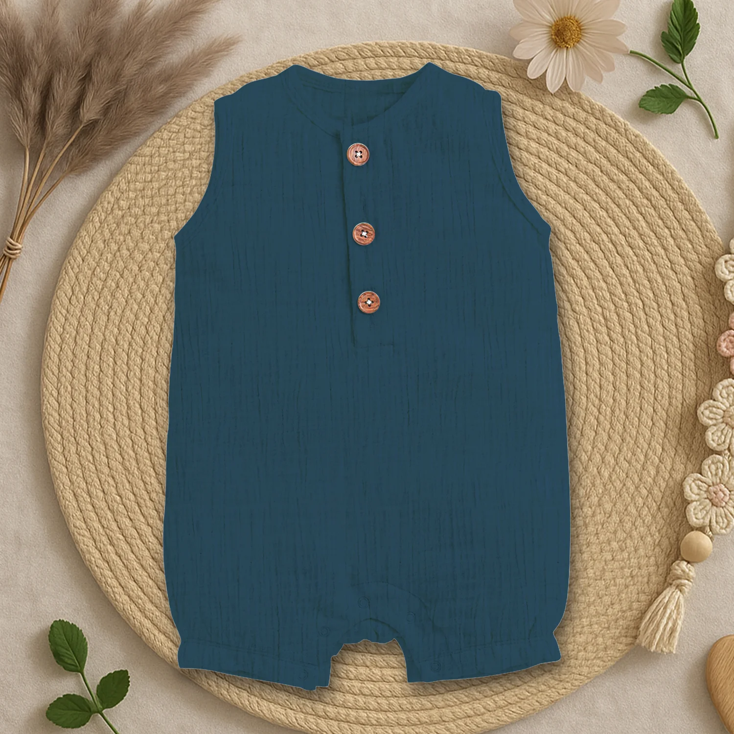 Baby Romper | Sleeveless Romper For New Born | Organic Cotton Super Soft Baby Sleepsuit | Pack of 1 - Image 7