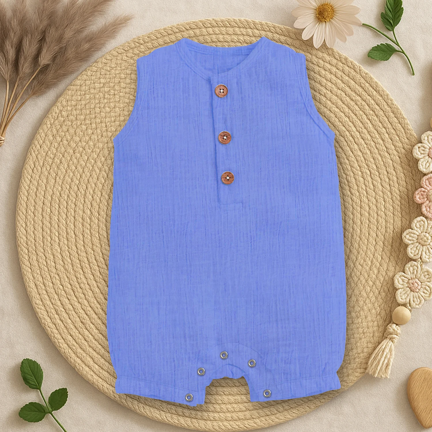 Baby Romper | Sleeveless Romper For New Born | Organic Cotton Super Soft Baby Sleepsuit | Pack of 1 - Image 6