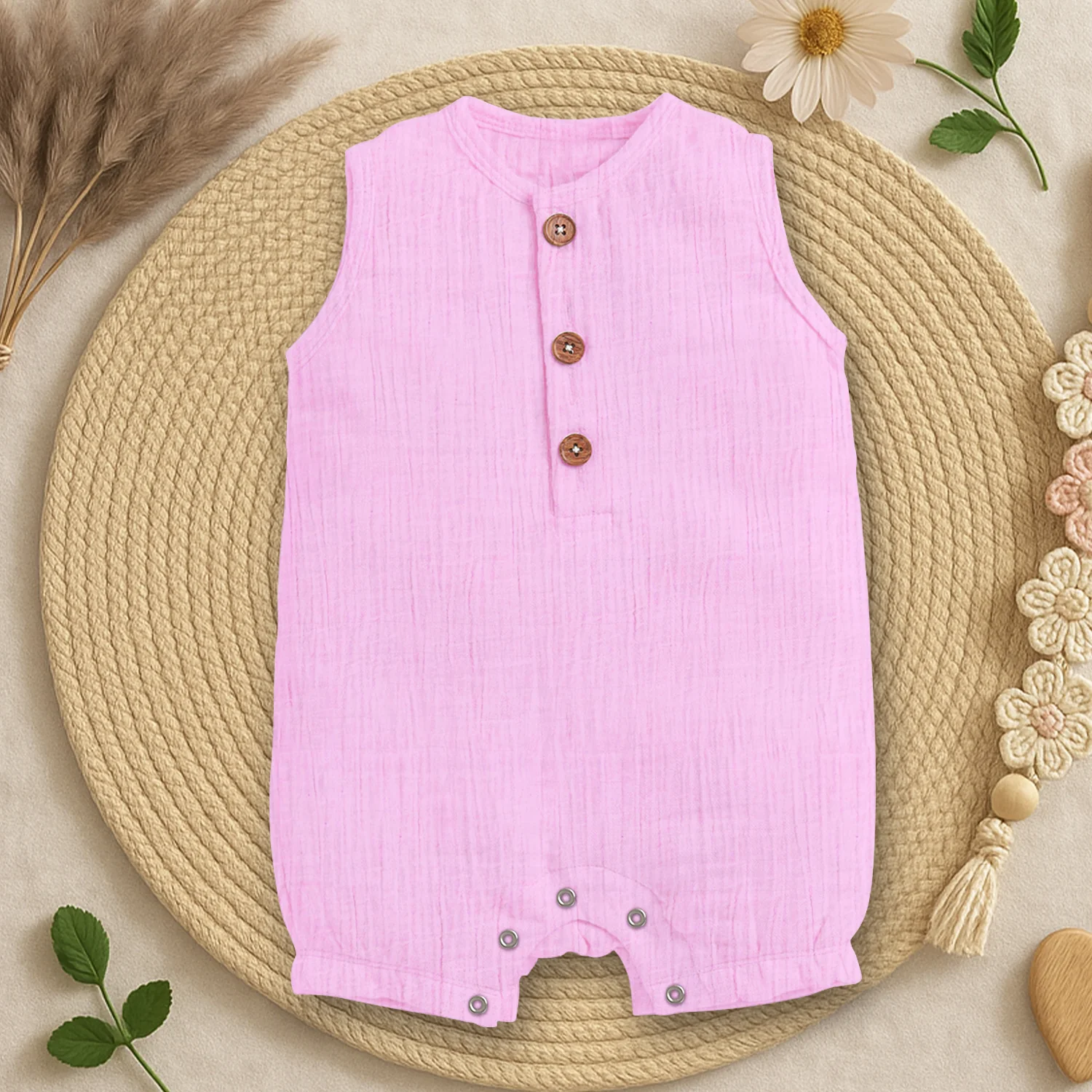 Baby Romper | Sleeveless Romper For New Born | Organic Cotton Super Soft Baby Sleepsuit | Pack of 1 - Image 8