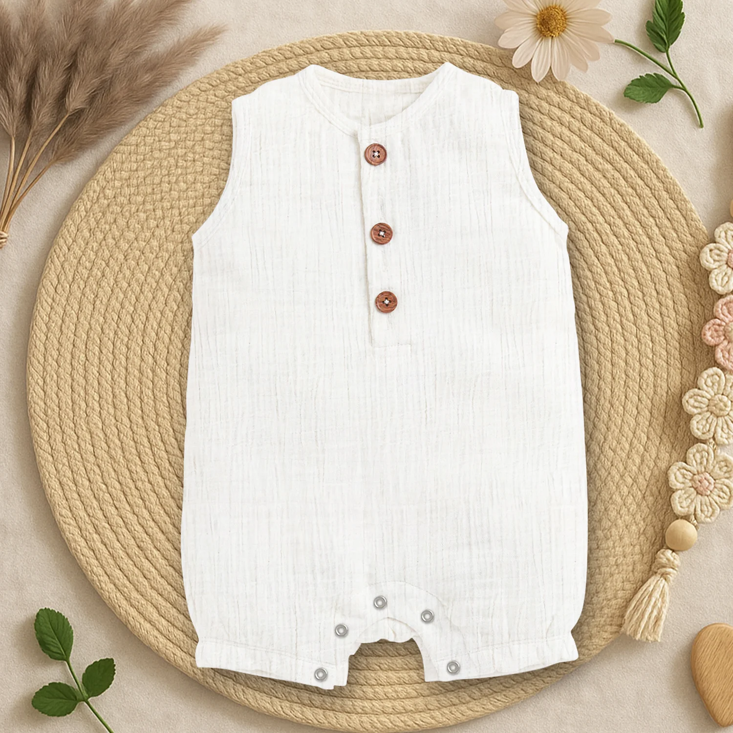 Baby Romper | Sleeveless Romper For New Born | Organic Cotton Super Soft Baby Sleepsuit | Pack of 1 - Image 5