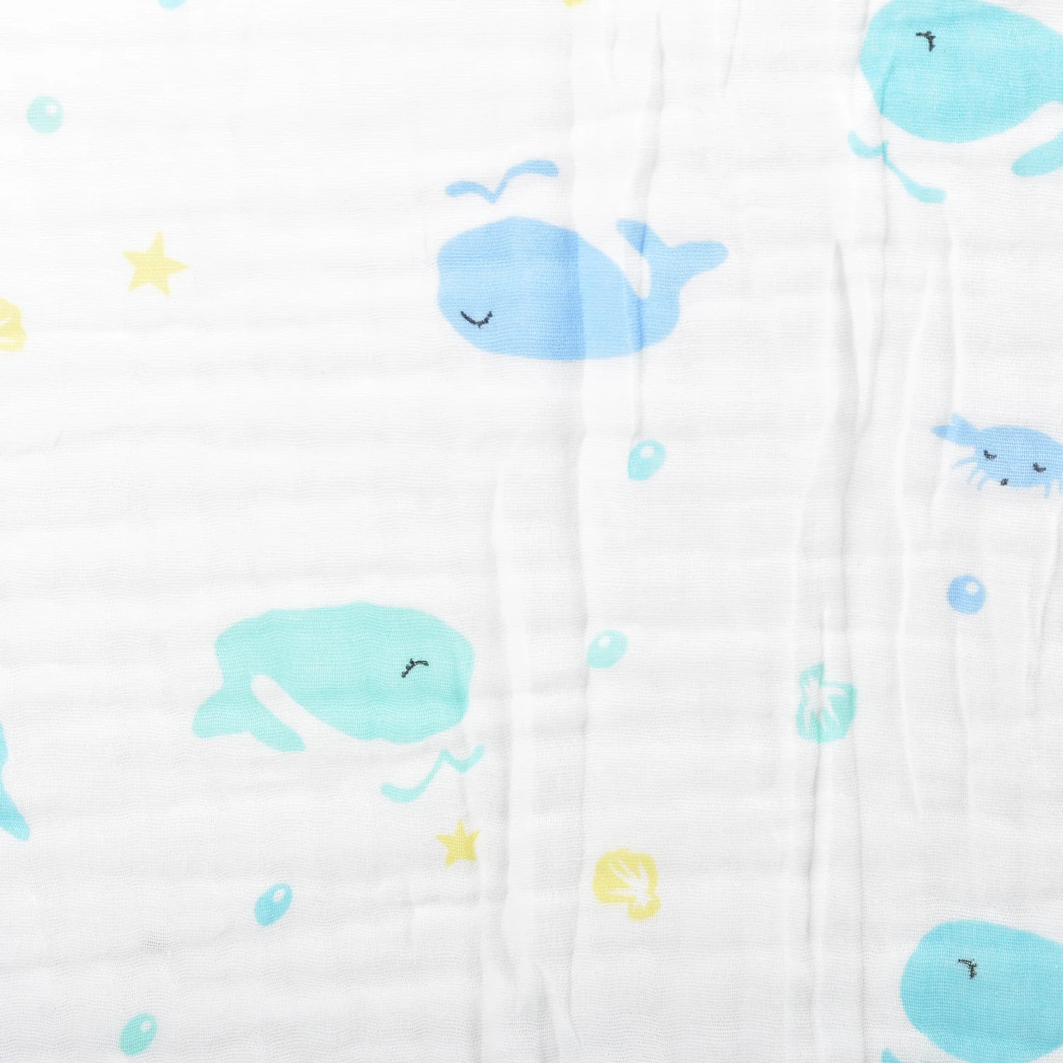 Baby Super Soft Absorbent Muslin  6 Layer Bath Towel |  60X120 CM | Blue Whale - Image 3
