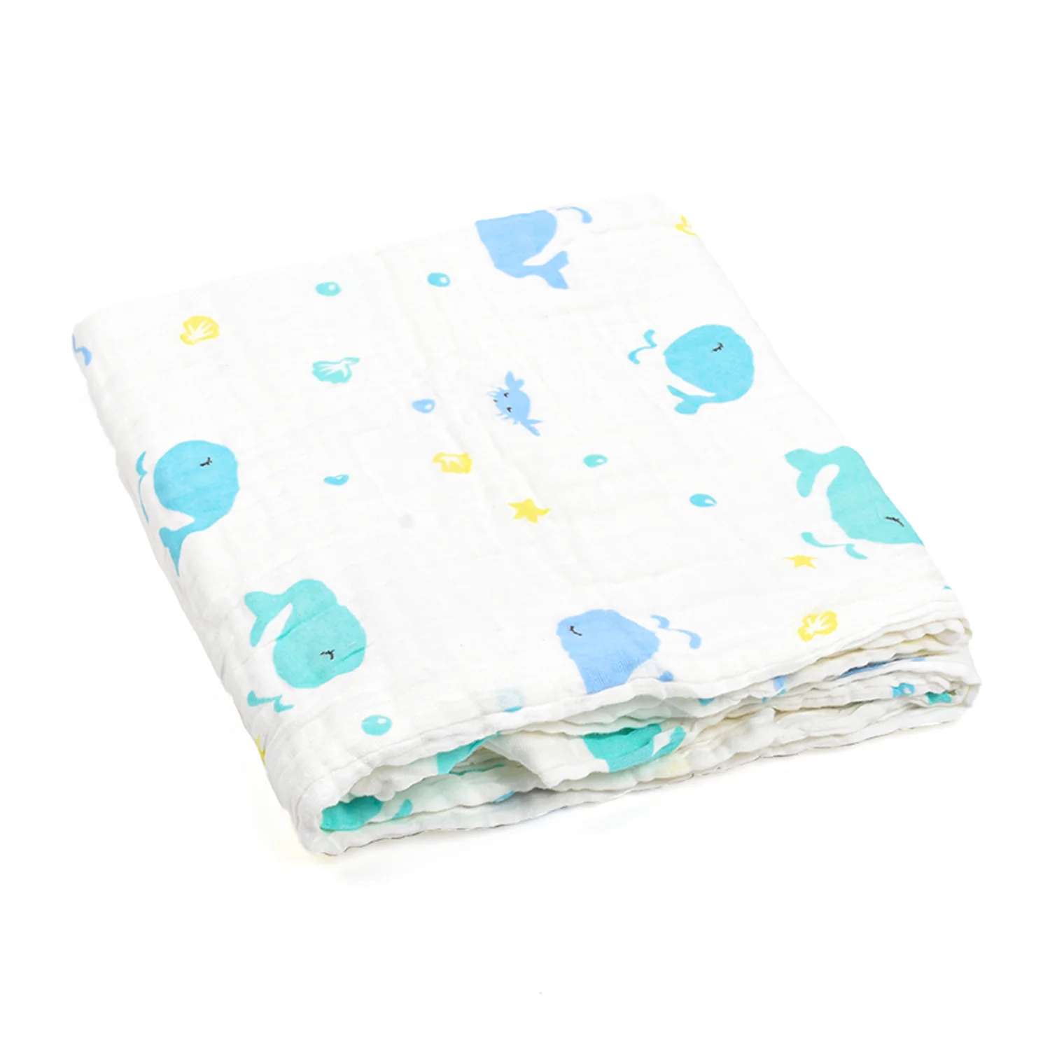 Baby Super Soft Absorbent Muslin  6 Layer Bath Towel |  60X120 CM | Blue Whale - Image 4