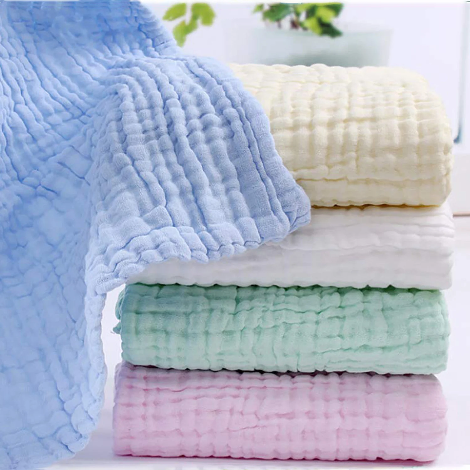 Baby Super Soft Absorbent Muslin 6 Layer wash Towel | 100X100 CM | 0-3 Years | Pack of 1 - Image 7