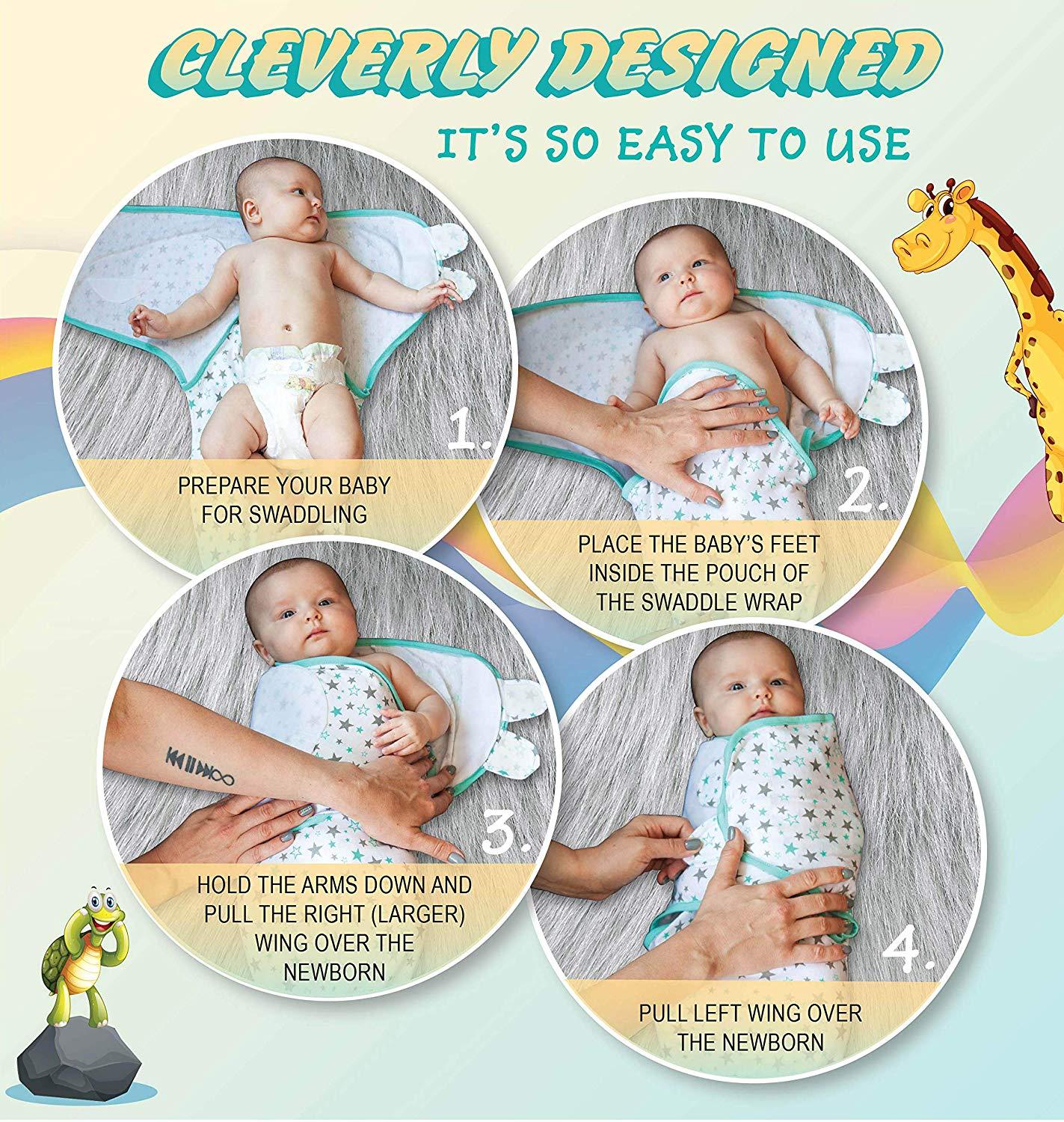 Baby Swaddle Adjustable Infant wrap- 0-3 Months - Monkey - Image 5