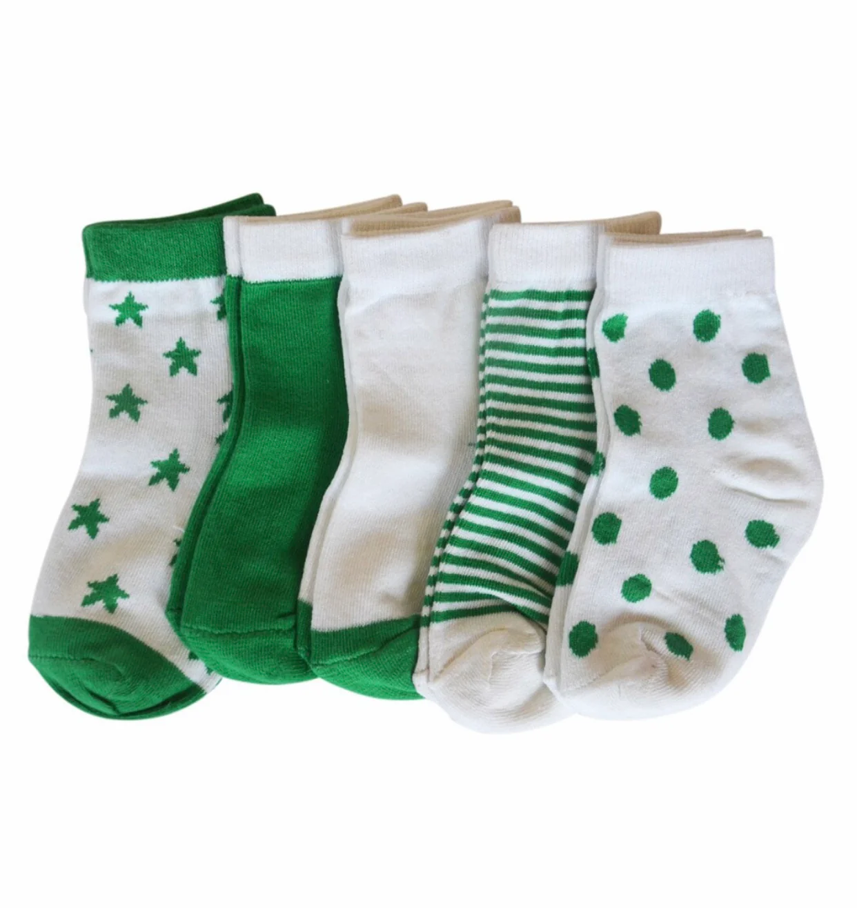 Baby Winter Terry Socks- 12-24 Months - Pack of 5 Pairs Green - Image 2