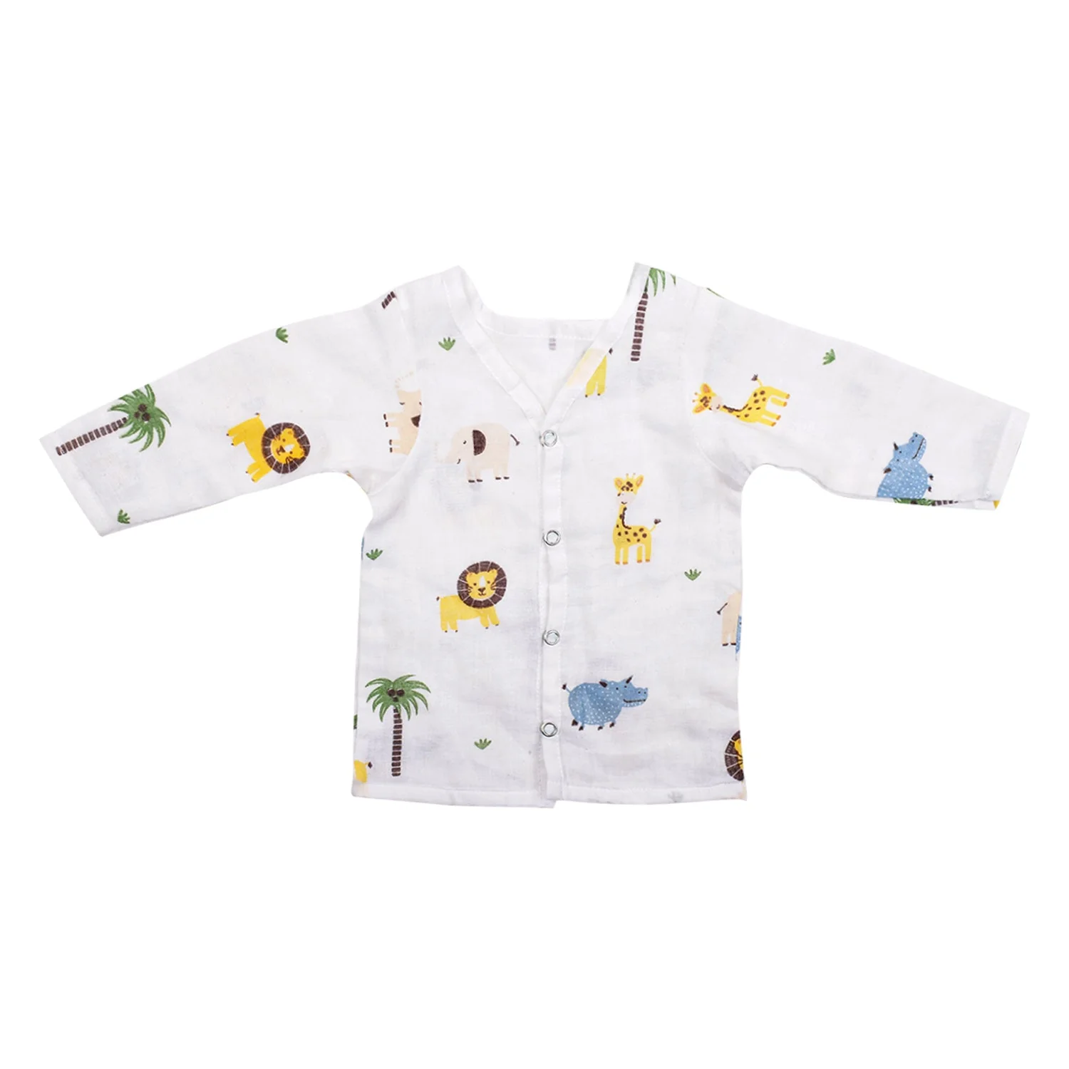 Baby Unisex Organic Cotton Muslin Full Sleeves Jhabla | Lion, Flamingo | Pack of 2 - Image 4