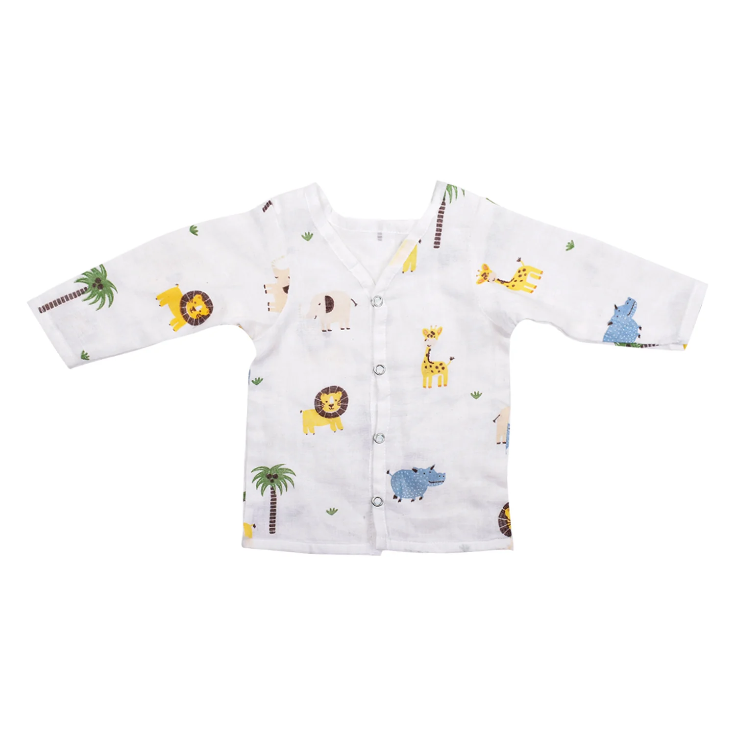 Baby Unisex Organic Cotton Muslin Full Sleeves Jhabla | Lion, Whale | Pack of 2 - Image 4