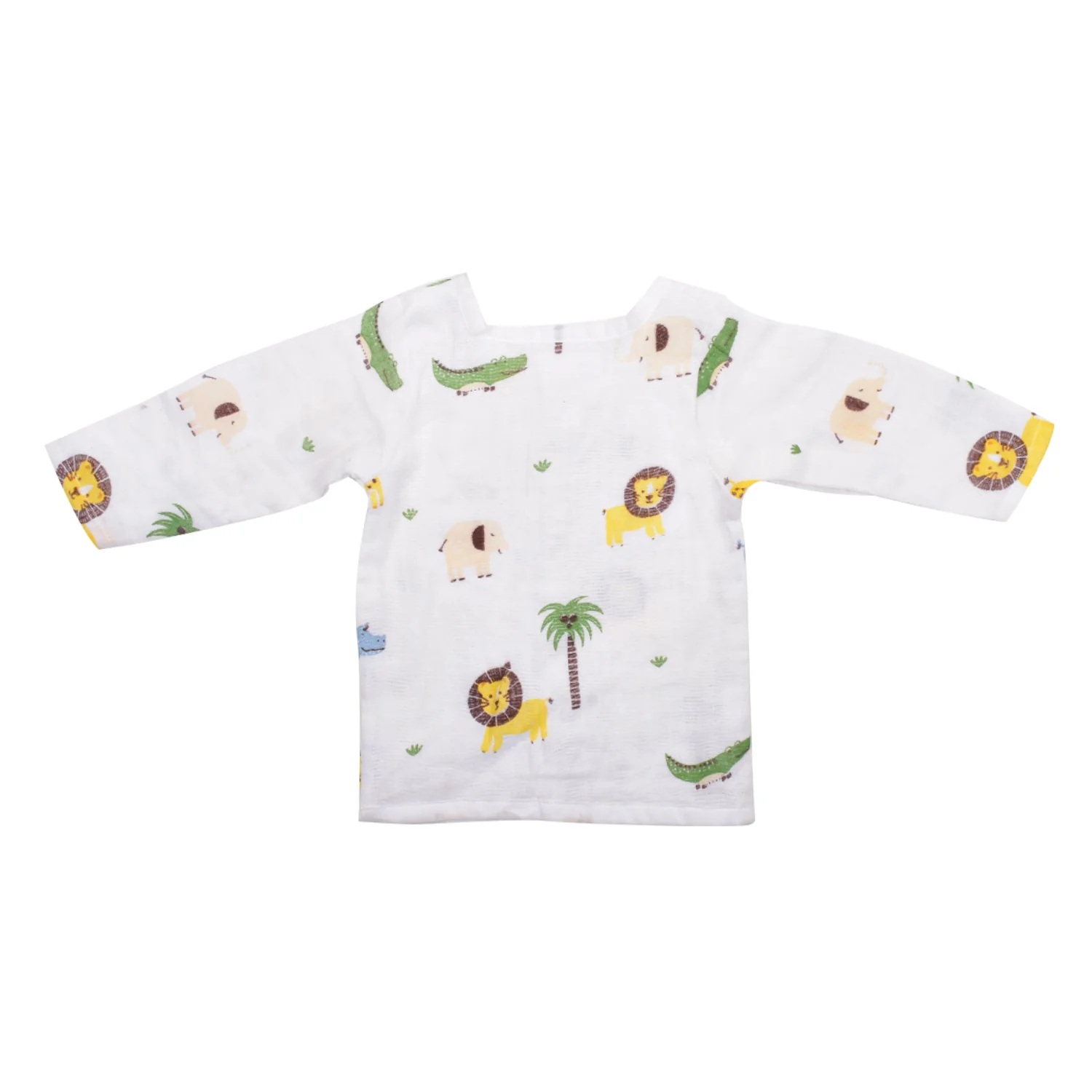 Baby Unisex Organic Cotton Muslin Full Sleeves Jhabla | Lion, Whale | Pack of 2 - Image 5