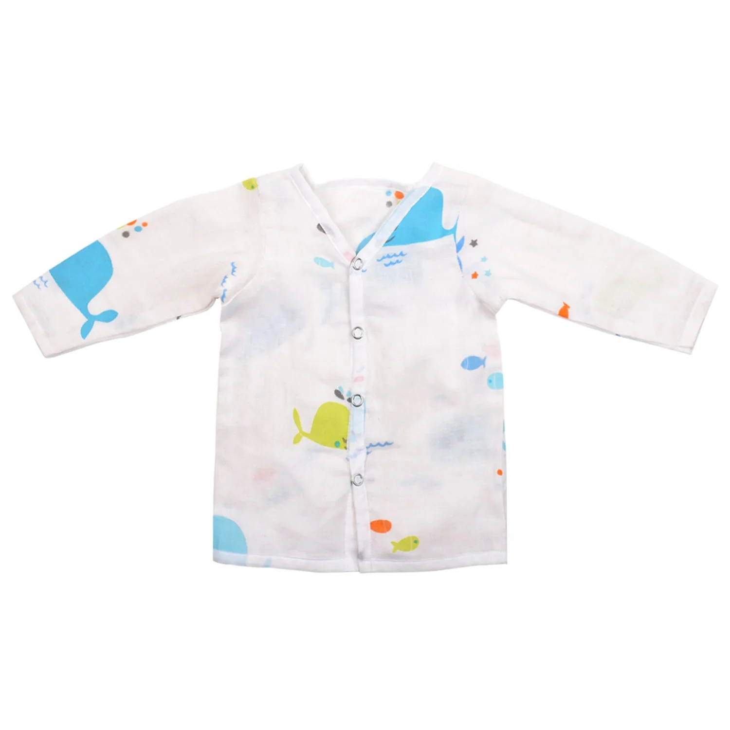 Baby Unisex Organic Cotton Muslin Full Sleeves Jhabla | Whale, Flamingo, Lion | Pack of 3 - Image 3