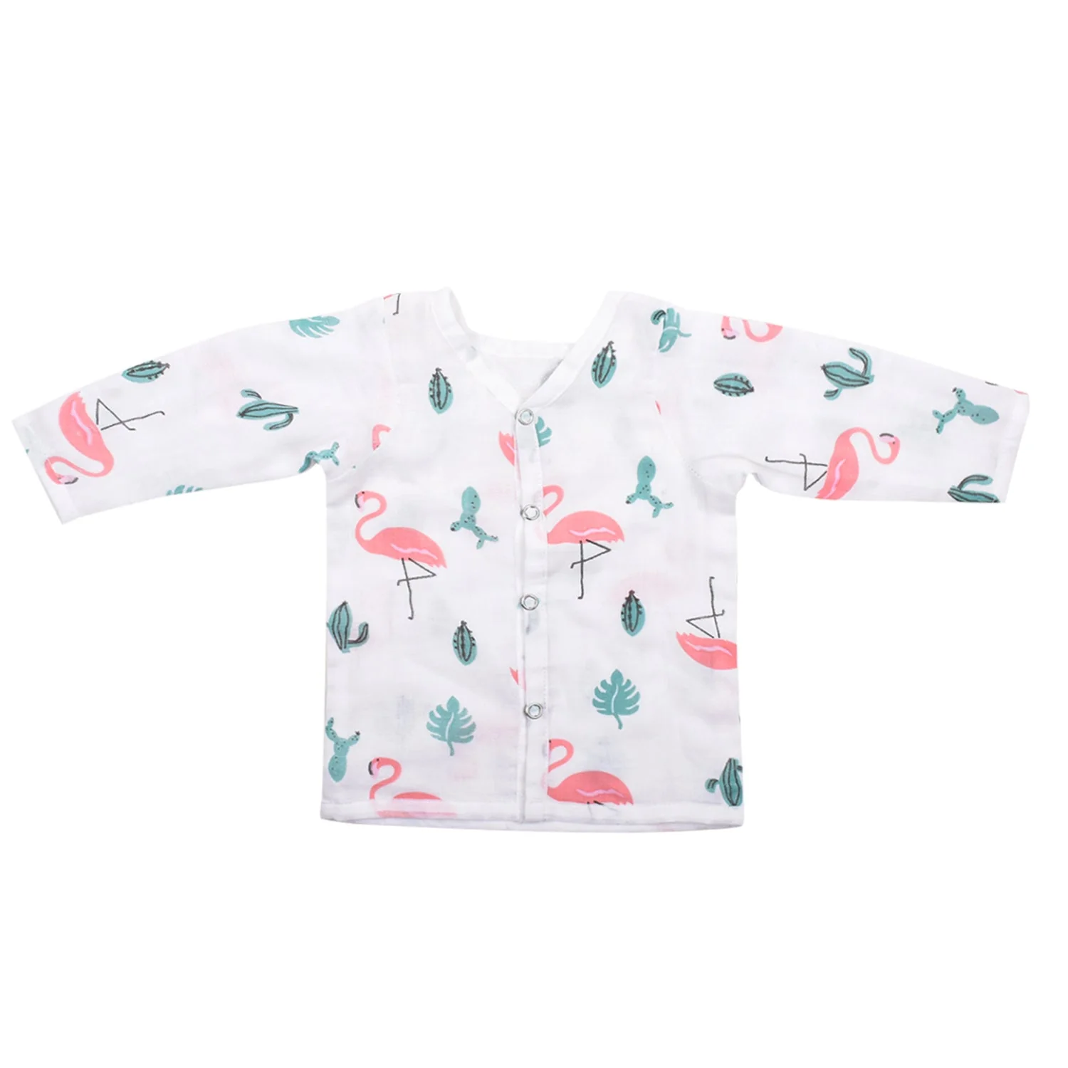 Baby Unisex Organic Cotton Muslin Full Sleeves Jhabla | Whale, Flamingo | Pack of 2 - Image 4