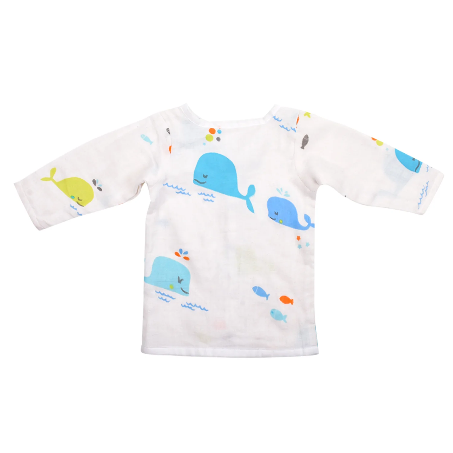 Baby Unisex Organic Cotton Muslin Full Sleeves Jhabla | Whale, Flamingo | Pack of 2 - Image 5
