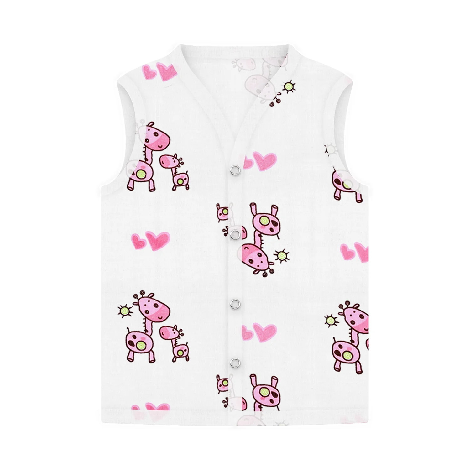Baby Unisex Organic Cotton Muslin Jhabla and Nappy Set | Whale, Lion Jungle, Pink Giraffe | Pack of 3 - Image 9