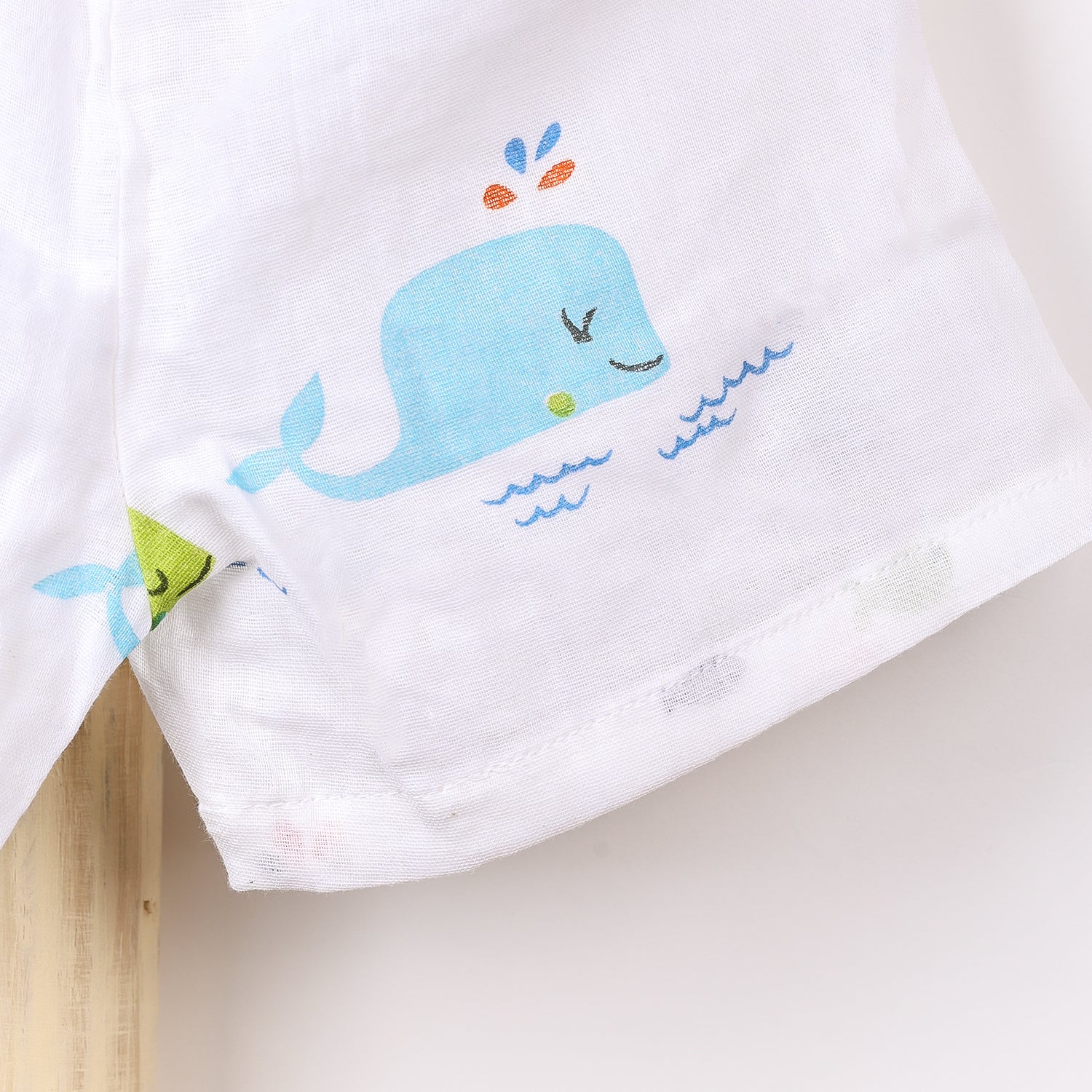 Kids Organic Cotton Muslin Co-Ord Set | Shirt & Shorts | Blue Whale - Image 10