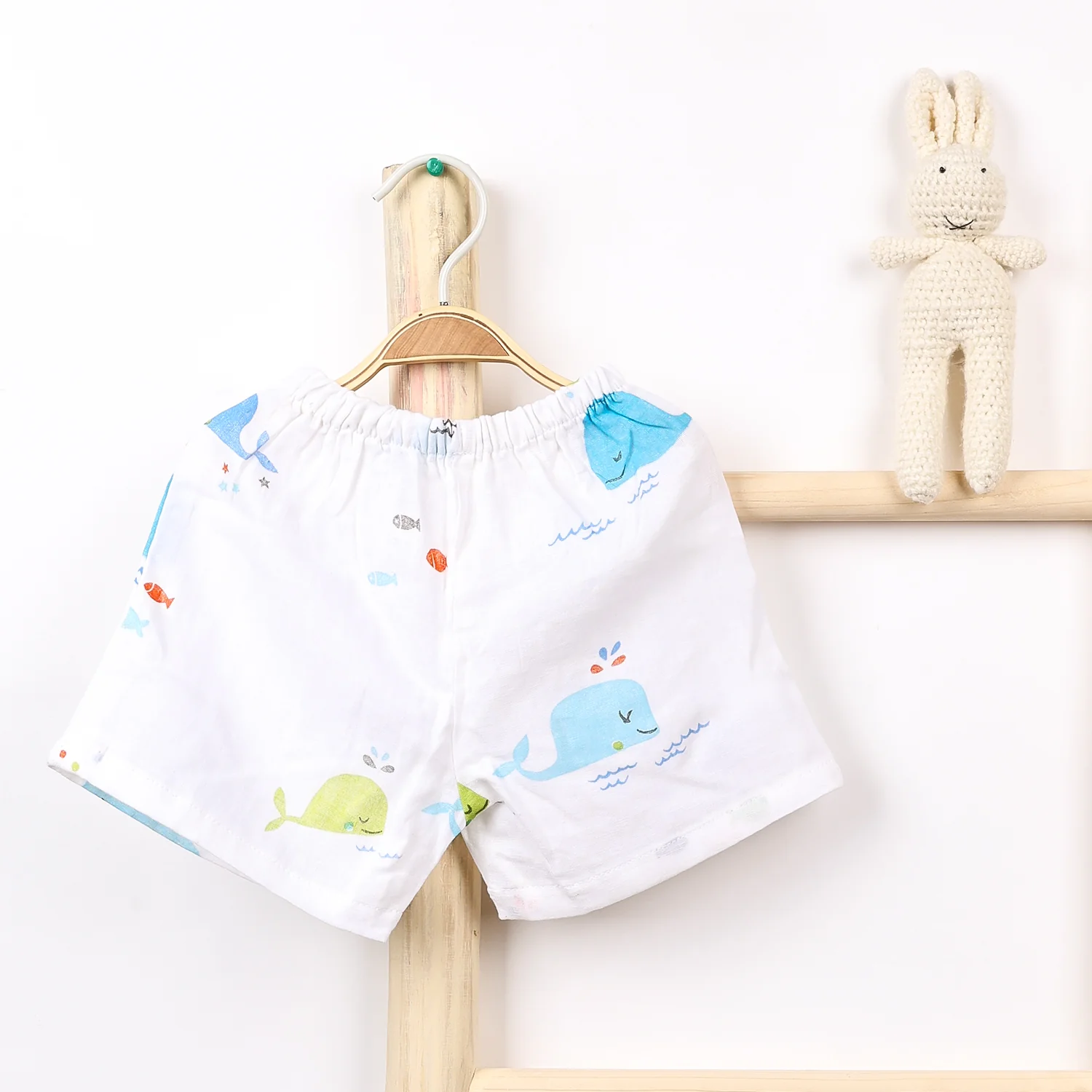 Kids Organic Cotton Muslin Co-Ord Set | Shirt & Shorts | Blue Whale - Image 7